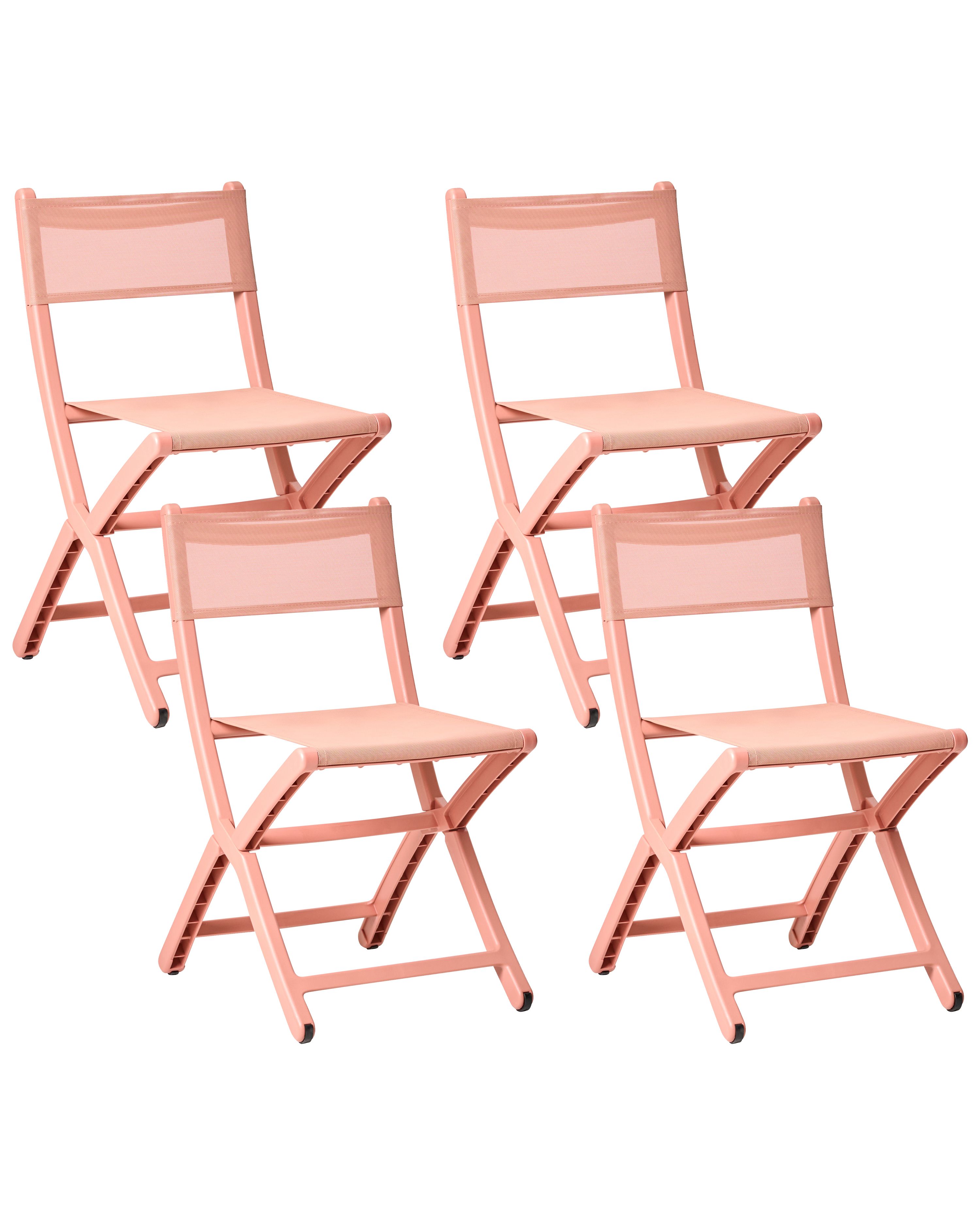 Set of 4 Garden Chairs TALCA Folding Coral