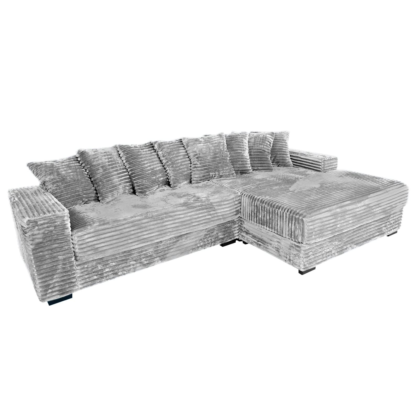 Advwin 110" Oversized L Shaped Sofa with Chaise, Comfy Plush 2-Piece L-Shaped Sectional Couches with 8 Pillows, Soft Fluffy Upholstered Sofa Bed for Living Room Apartment Bedroom, Light Gray - Image 6