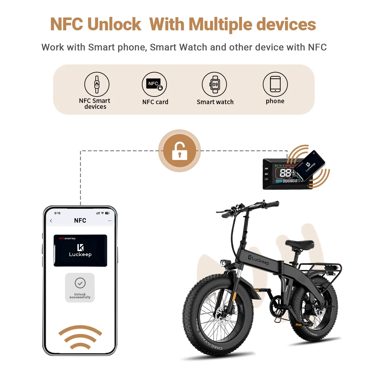 Luckeep X1 Lite Foldable Electric Bike for Adults 1500W Peak Motor,720WH Removable Battery,28MPH 60 Miles Long Range,20"*4" Fat Tire All-Terrain E-bike with Front Suspension,Mountain Electric Bicycle - Image 24