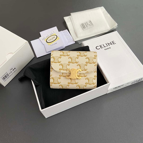 AAA+ Replica Celine Small Flap Wallet Triomphe Canvas