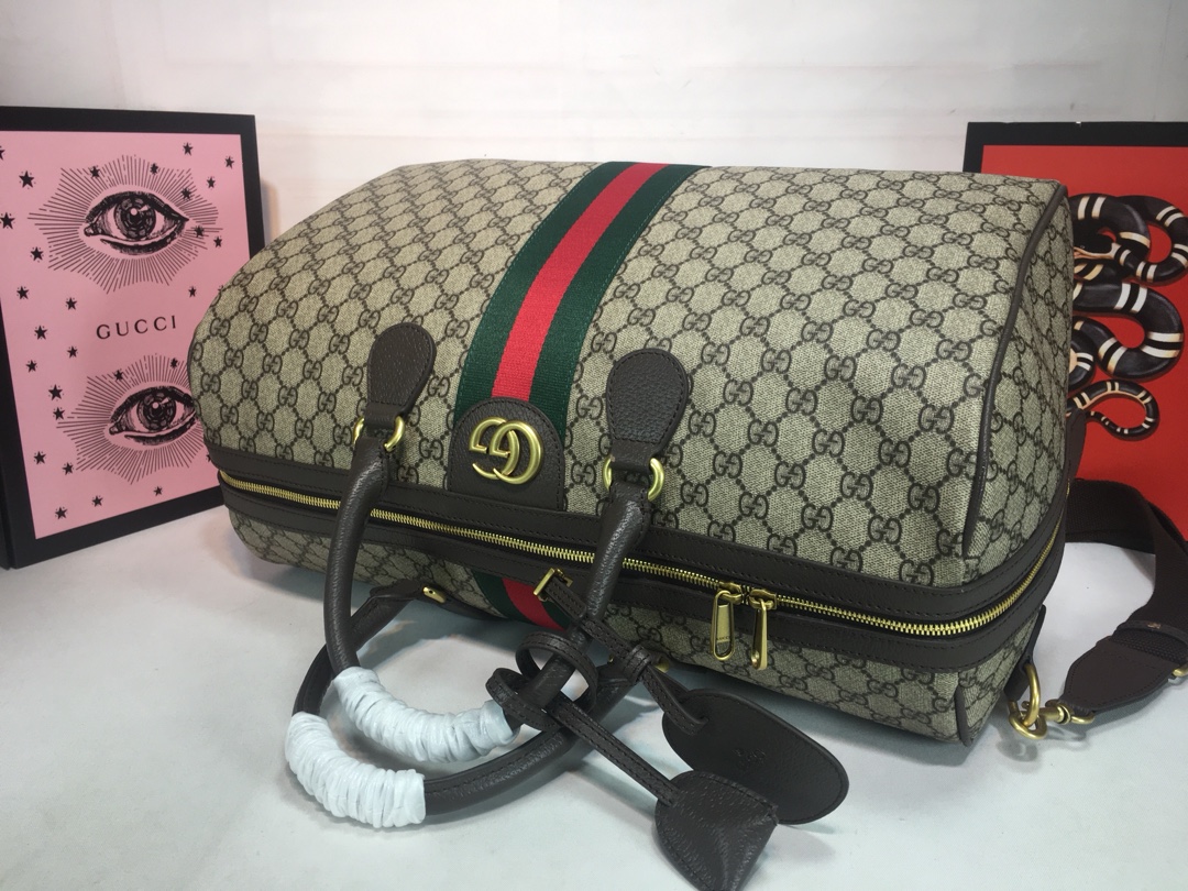 Replica Gucci Ophidia Medium Carry-On Duffle Beige/Black1:1High-quality replica