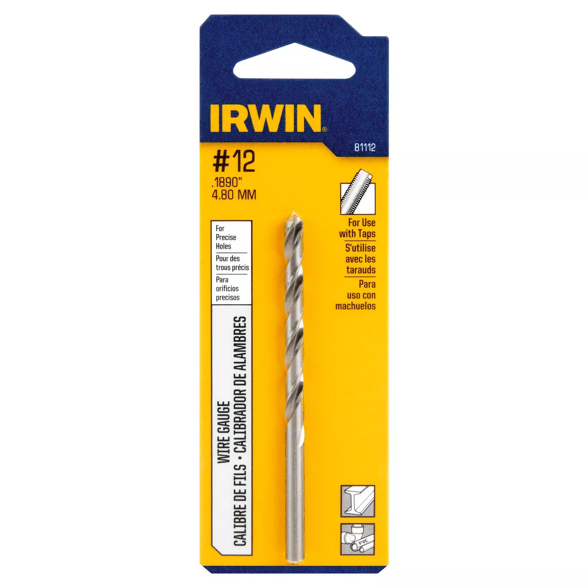 Irwin #12 Bright High Speed Steel Wire Gauge Drill Bit