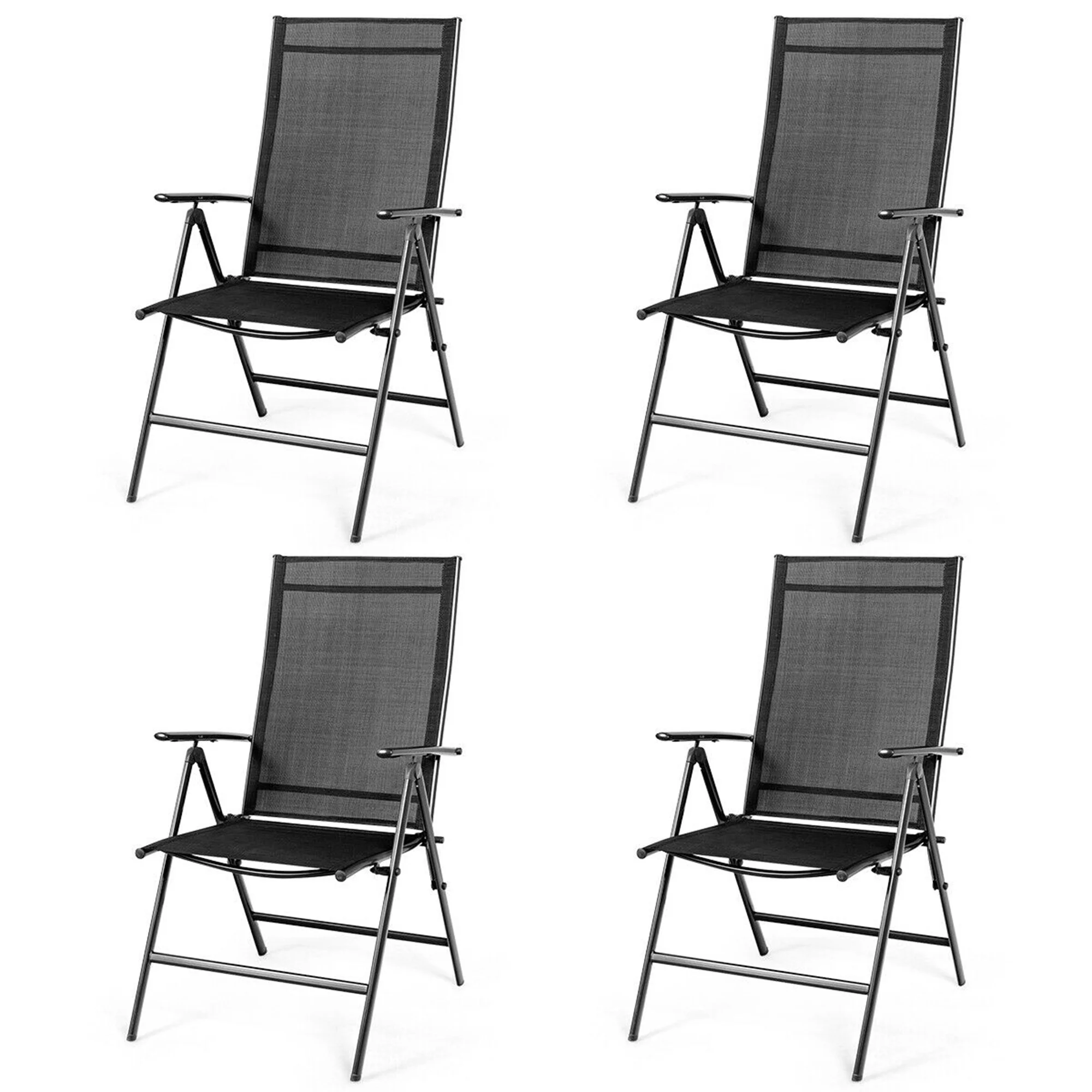 Gymax 4PCS Folding Chair Patio Garden Outdoor w/ Steel Frame Adjustable Backrest - Image 4