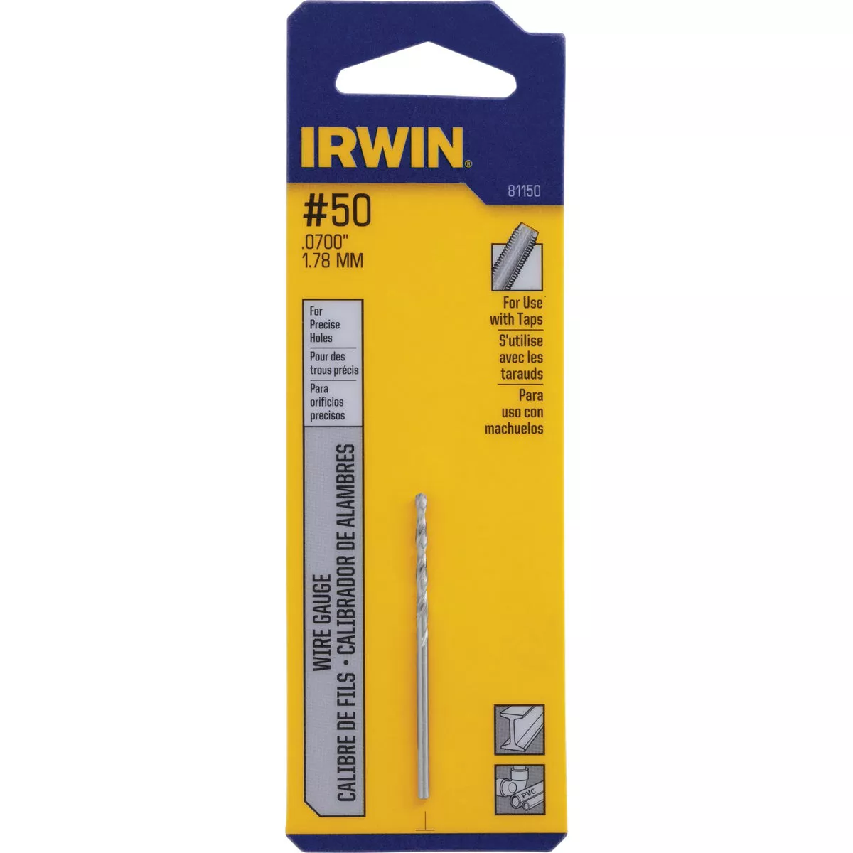Irwin #50 Bright High Speed Steel Wire Gauge Drill Bit
