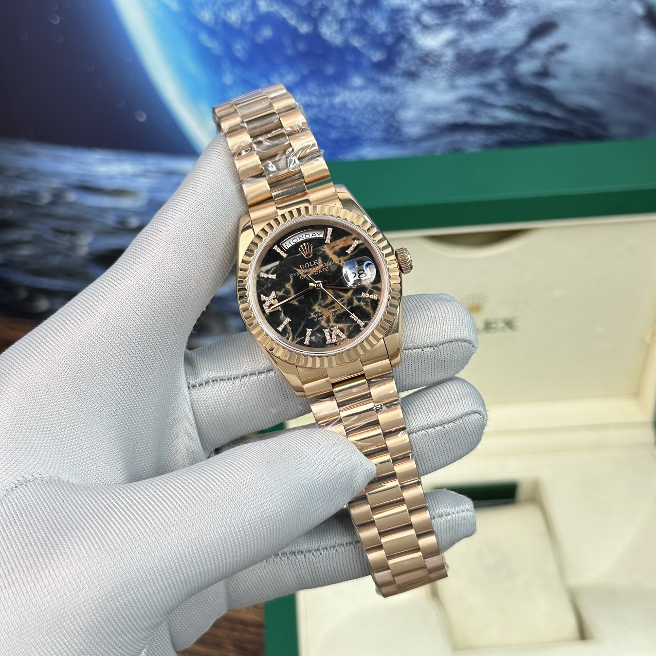 Rolex Fake Watch Day-Date Rose Gold Lava Dial BP Factory 40mm - Elite Watch Atelier