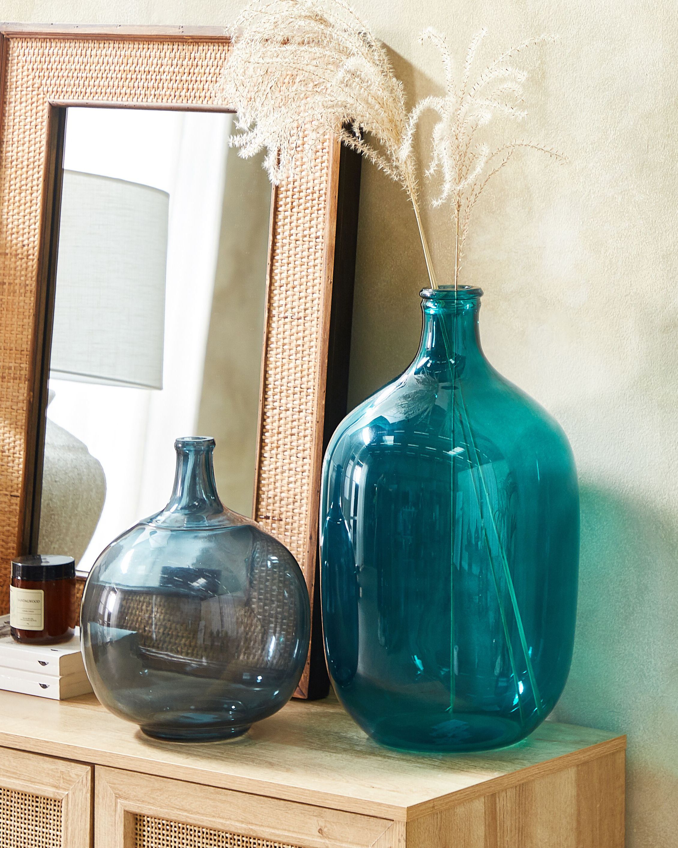 Decorative Vase SAMOSA Glass 48 cm Turquoise