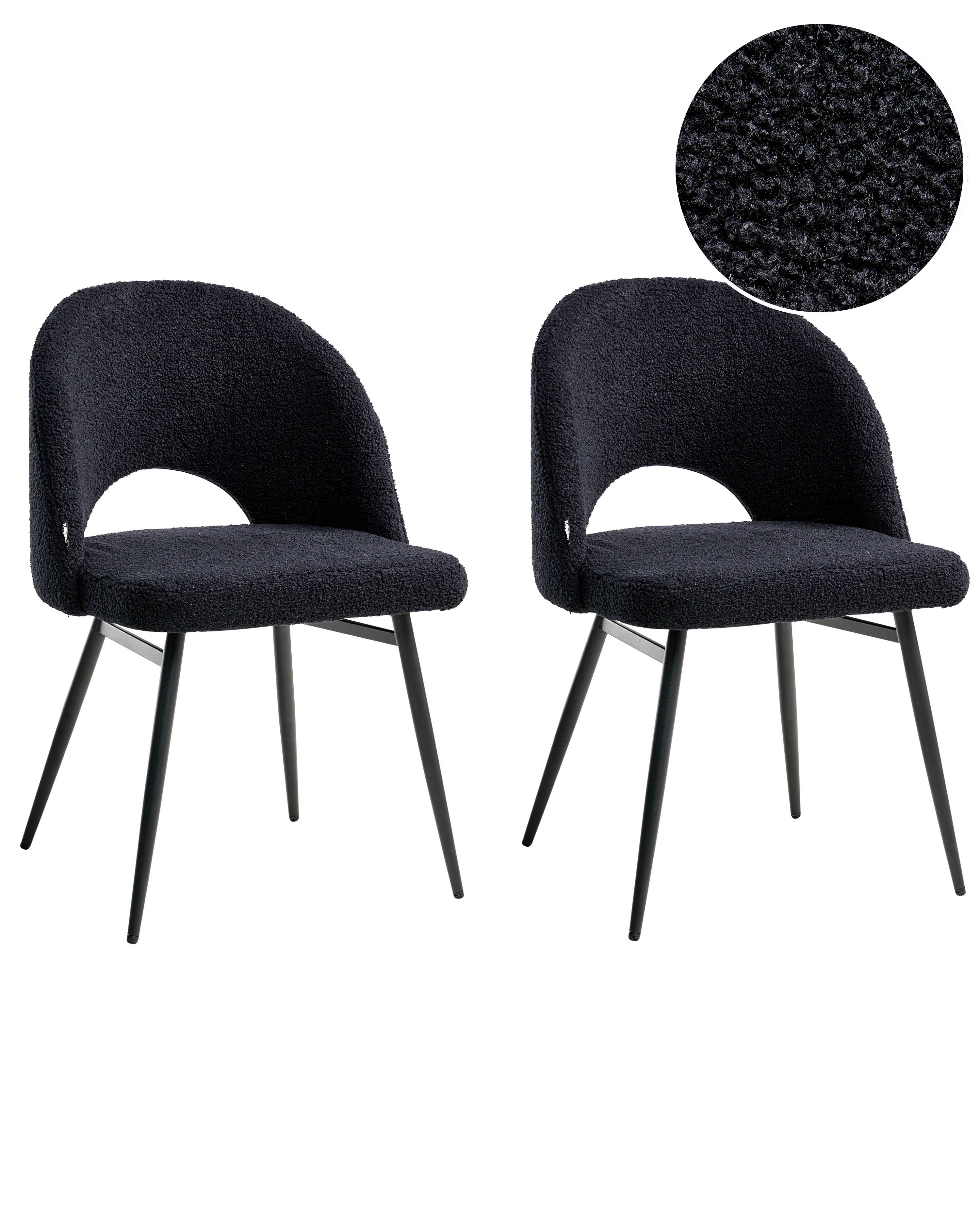 Set of 2 Dining Chairs ONAGA Boucle Black