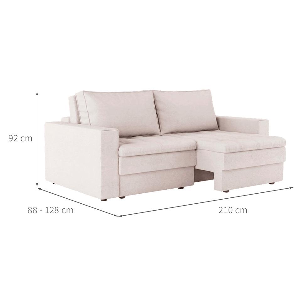 Sofá 3 Lugares Retrátil Berna Linho Cru 210 cm