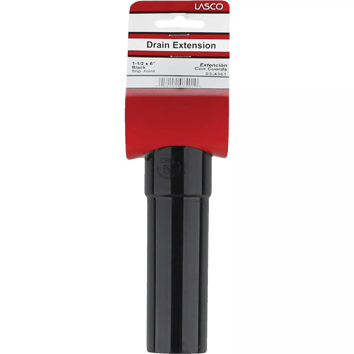 Lasco 1-1/2 In. OD x 6 In. L Black Plastic Extension Tube