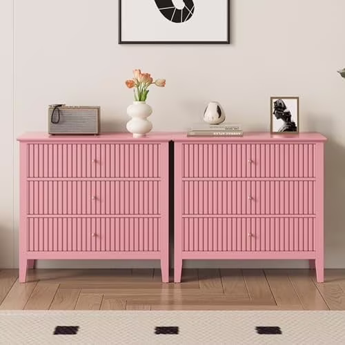 Heynemo Beige 6 Drawer Dresser, Fluted Modern Wood Chest - Image 17