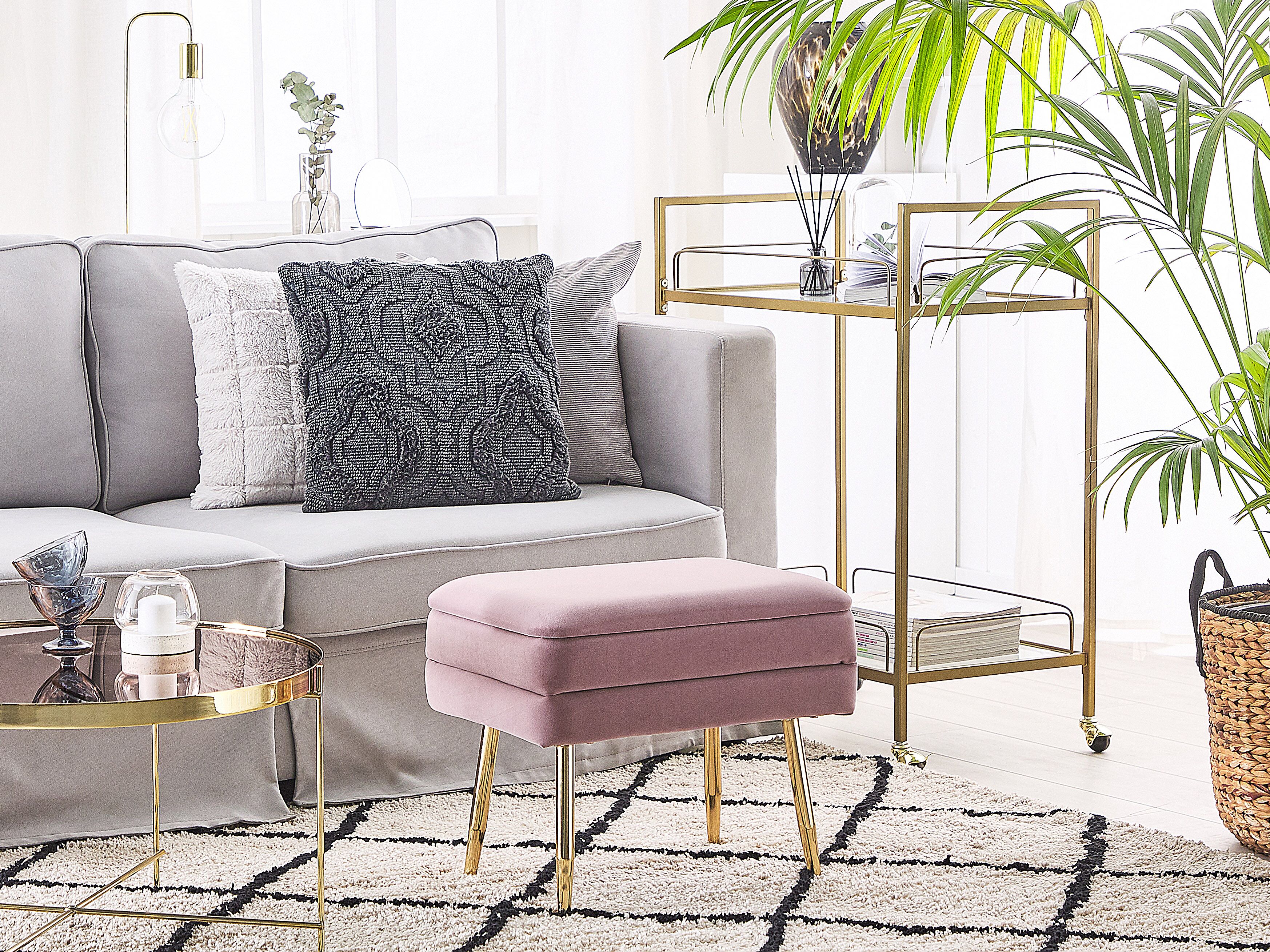 Upholstered Storage Bench ODESSA Velvet Pink