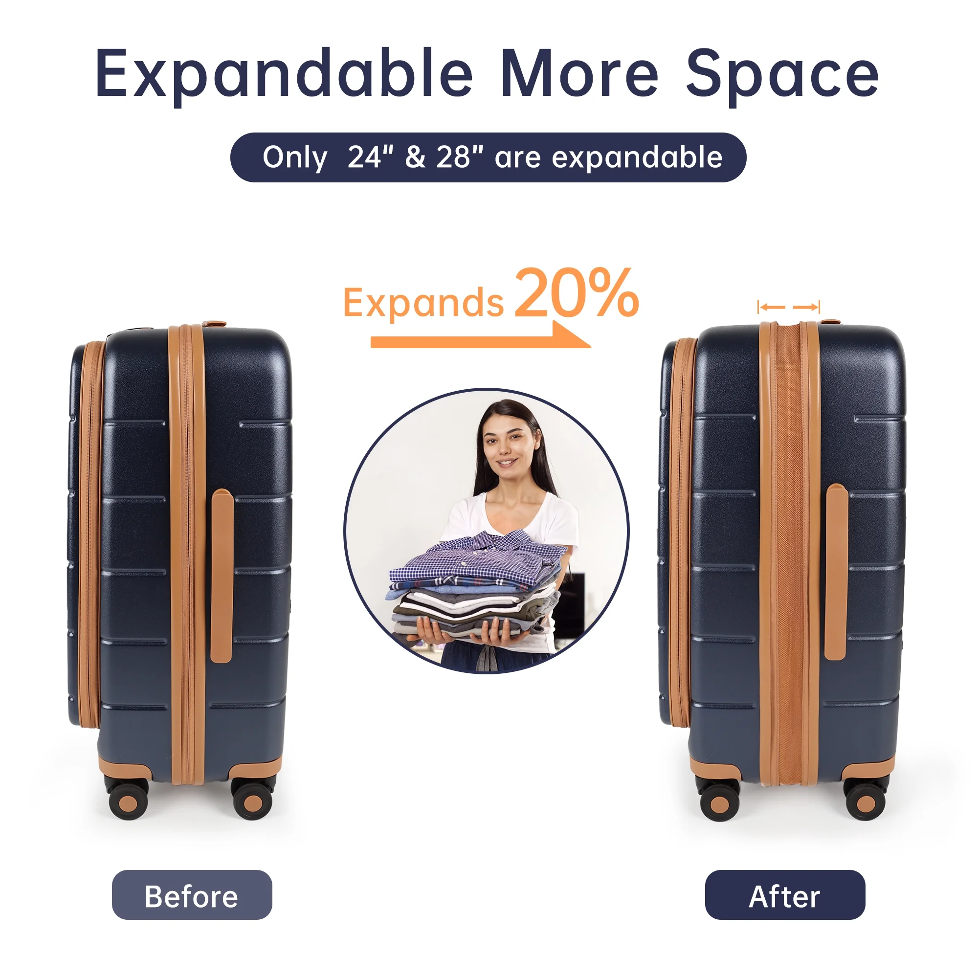 Carry On Luggage 22 x 14 x 9 Airline Approved Lightweight Hardside Spinner Luggage with TSA Lock and Laptop Compartment, Beige, CY2431 - Image 14