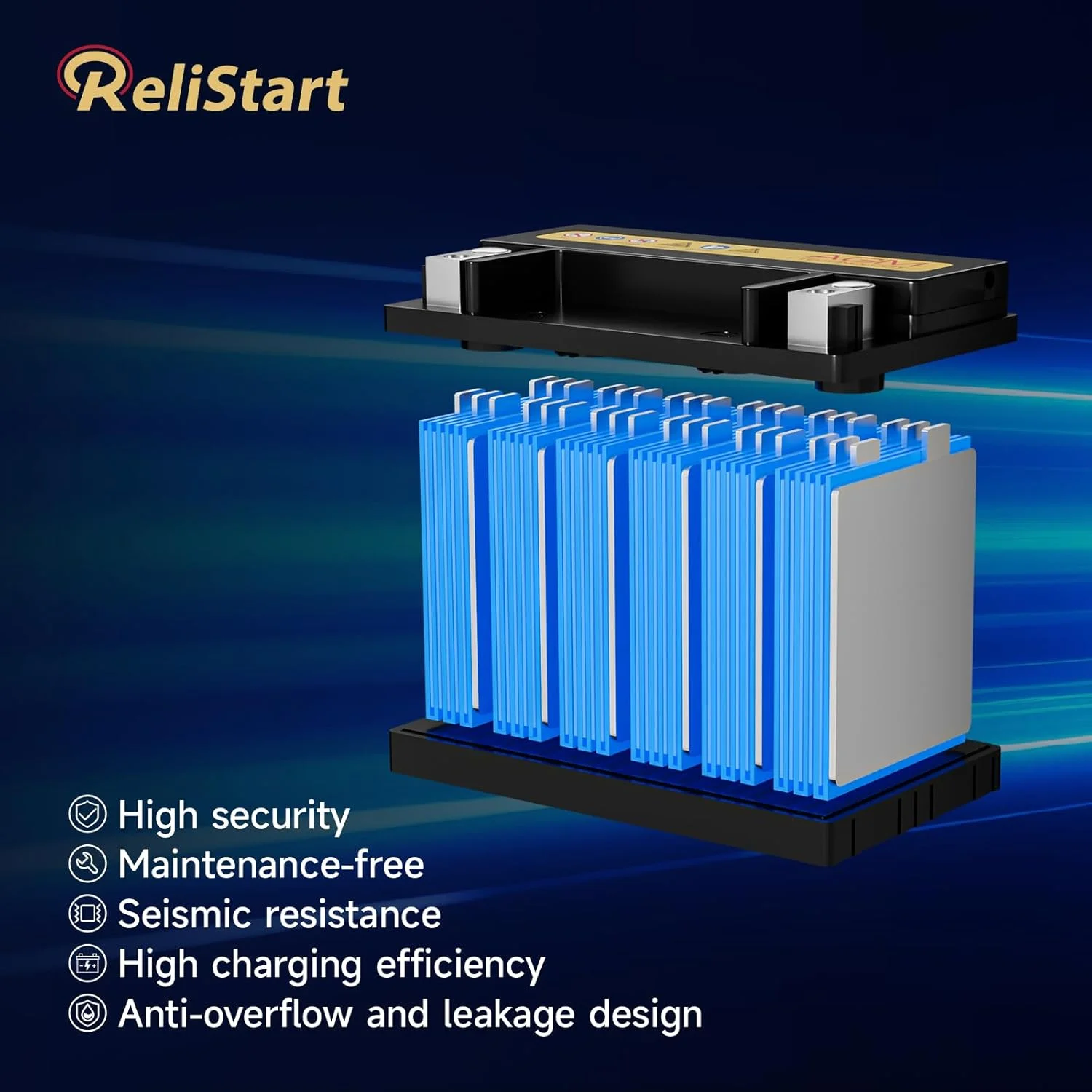 Relistart AUX14 Auxiliary Battery, 12V 14Ah AGM Battery, 200CCA, Rechargeable AGM Car Battery, Maintenance Free 36 Months Warranty - Image 9