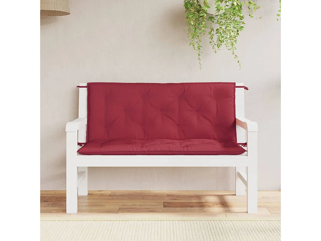 Coussins de banc de jardin lot de 2 rouge bordeaux tissu Oxford