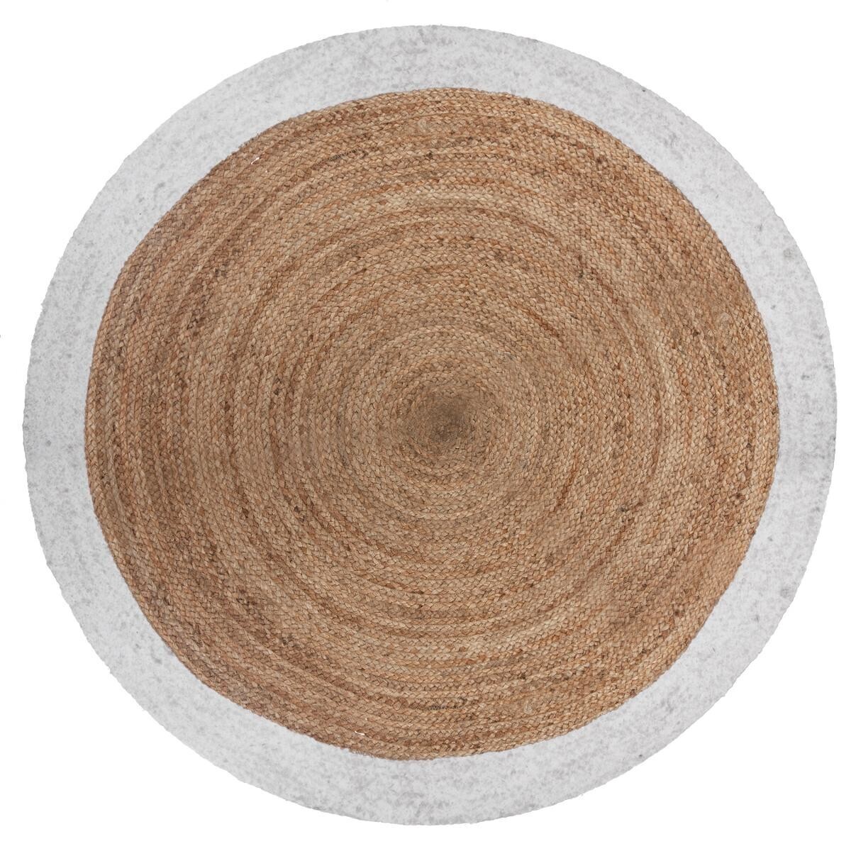 Round rug, jute with white edge White, D.120 cm