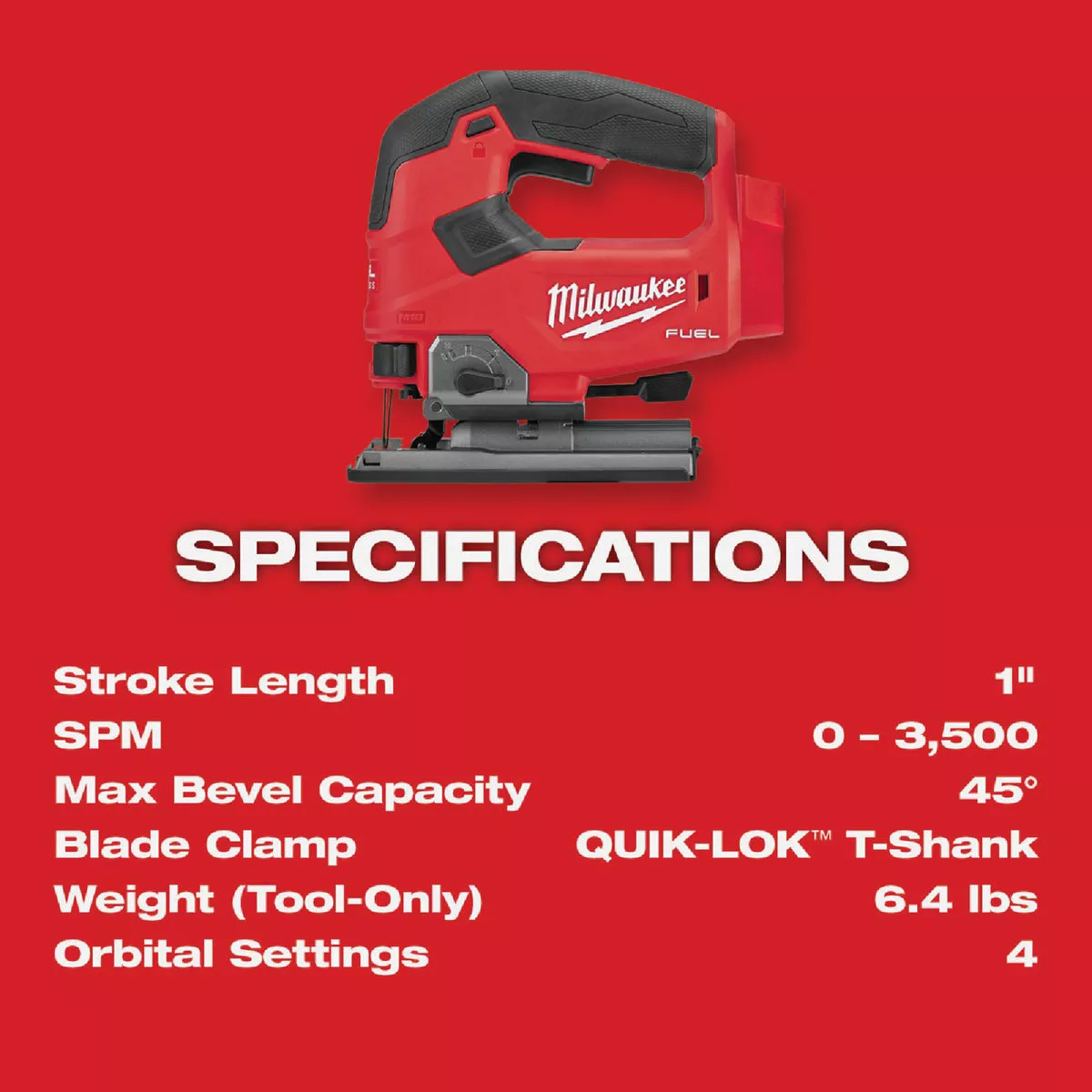 Milwaukee M18 FUEL Brushless Cordless Jig Saw (Tool Only)