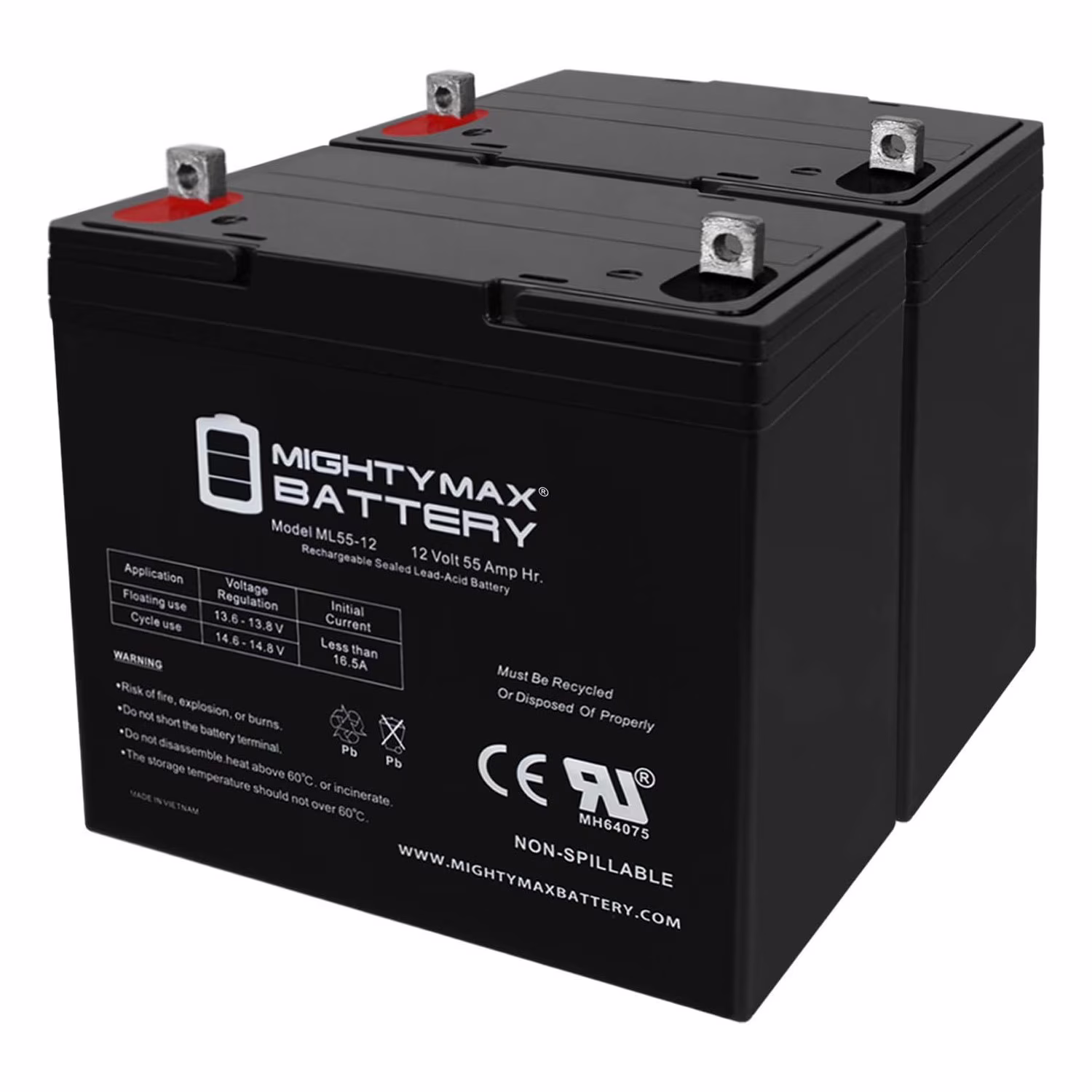 12V 55Ah Power Boat Pontoon Electric Trolling Motor Deep Cycle Battery - Image 3