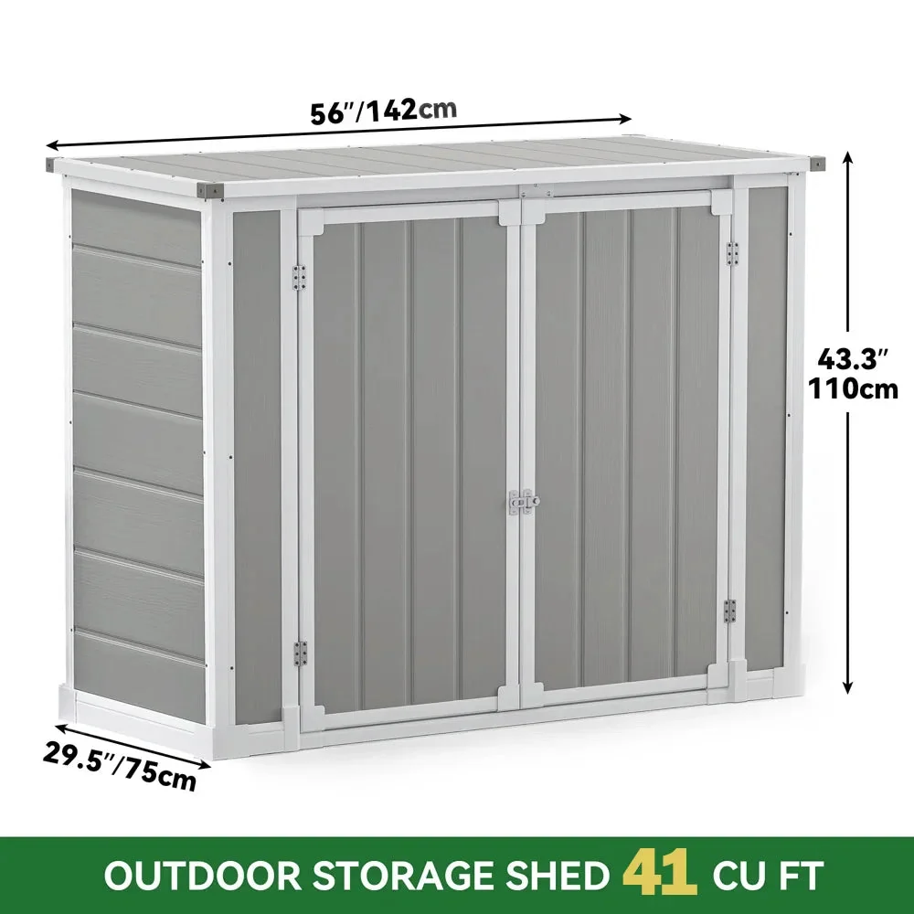 Seizeen Outdoor Resin Storage Shed, 41 Cu. Ft. / 306 Gal, Gray, 3 Doors With Floor - Image 9 Seizeen Outdoor Resin Storage Shed, 41 Cu. Ft. / 306 Gal, Gray, 3 Doors With Floor - Image 9