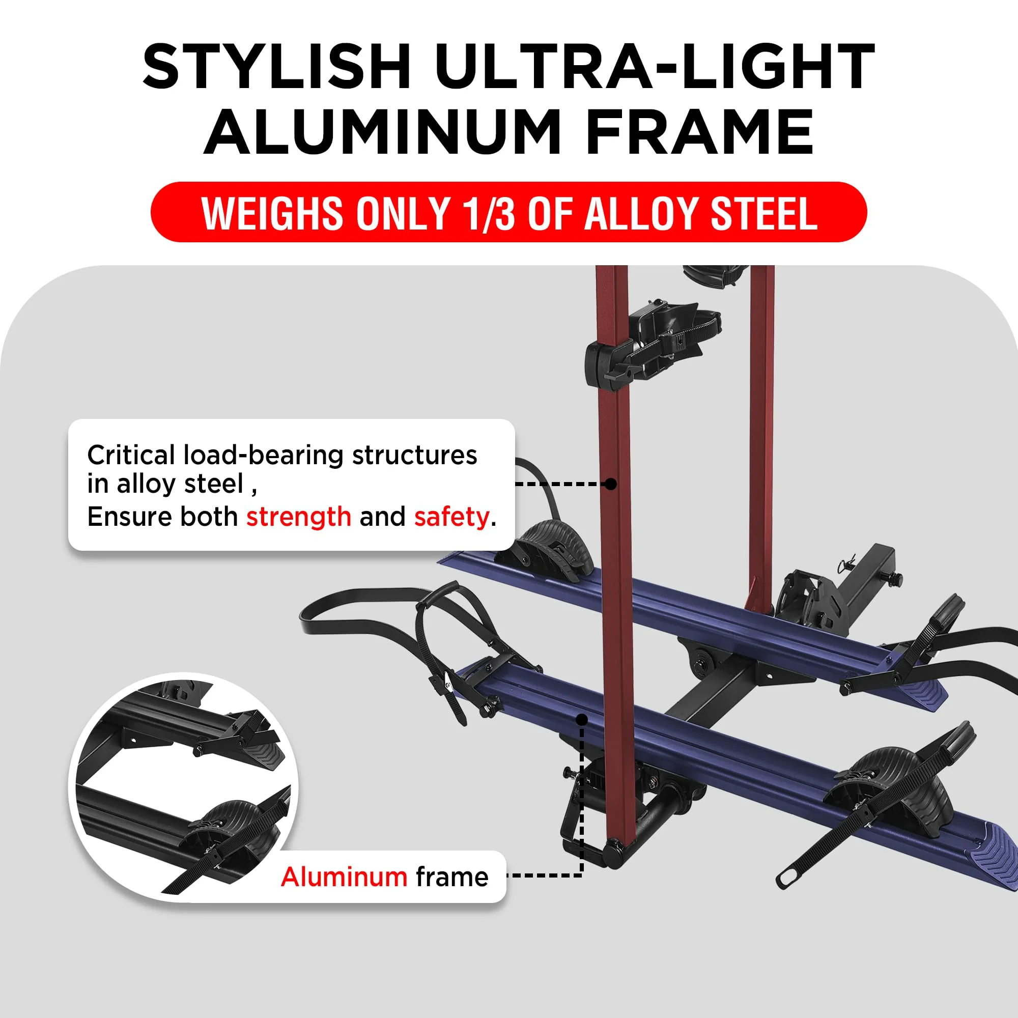 Young Electric Ebike Rack, 200lb Capacity, Alloy Steel Hitch Mount, Fits 5-Inch Fat Tire Bikes, 2-Inch Receiver - Image 50