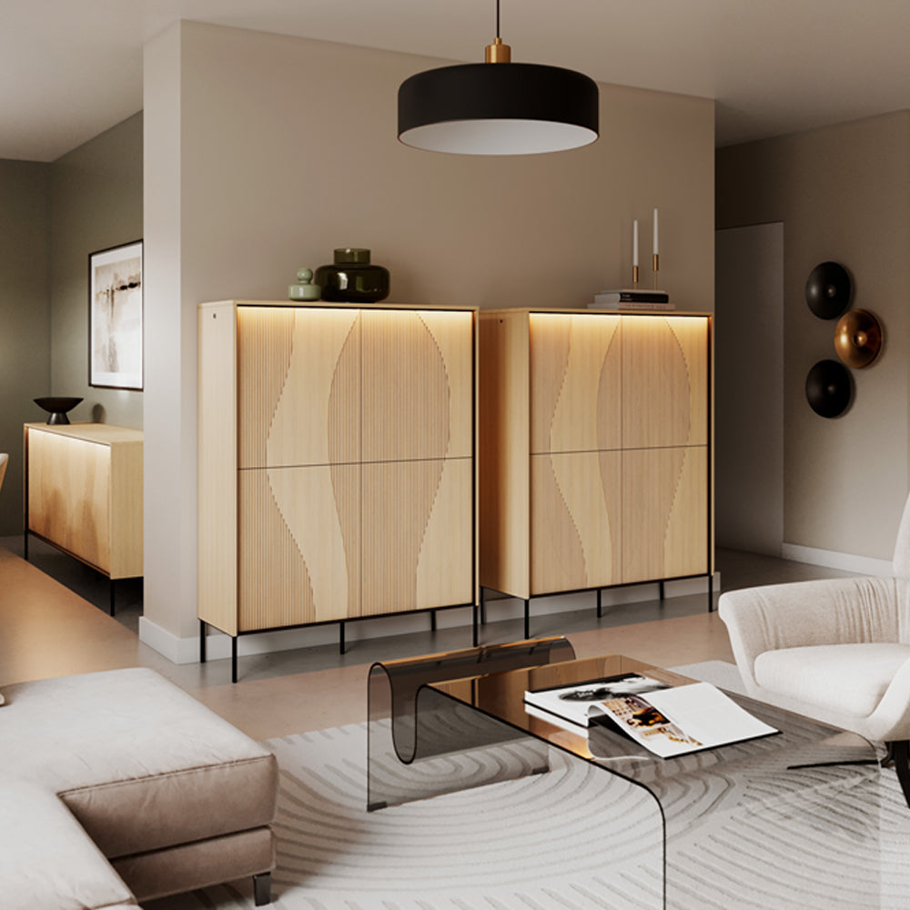 Blokker Weya Dressoir 4-deurs - Vicenza Bleached Eiken / Zwart