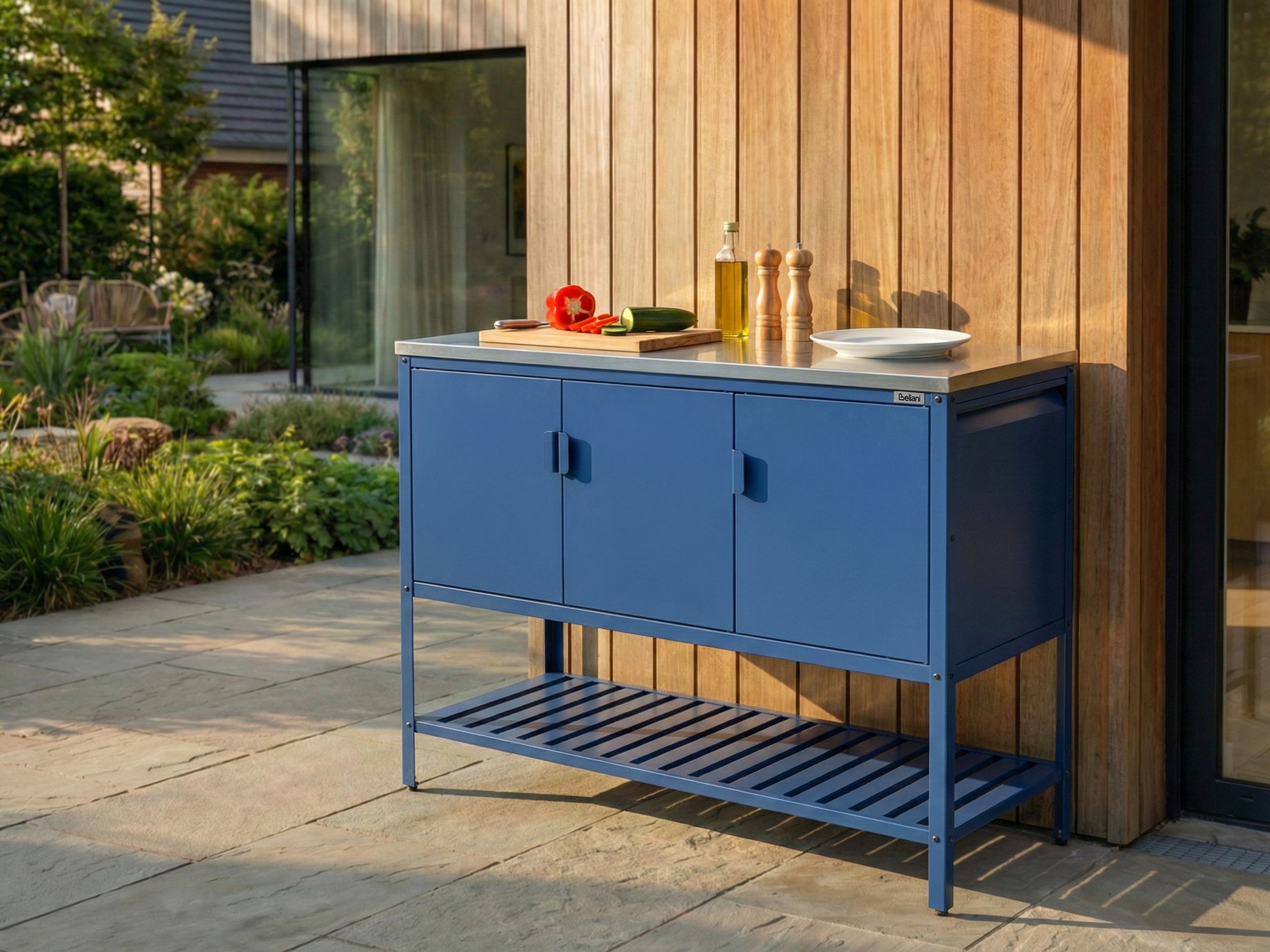 Outdoor Kitchen Cabinet MAENZA Metal Blue