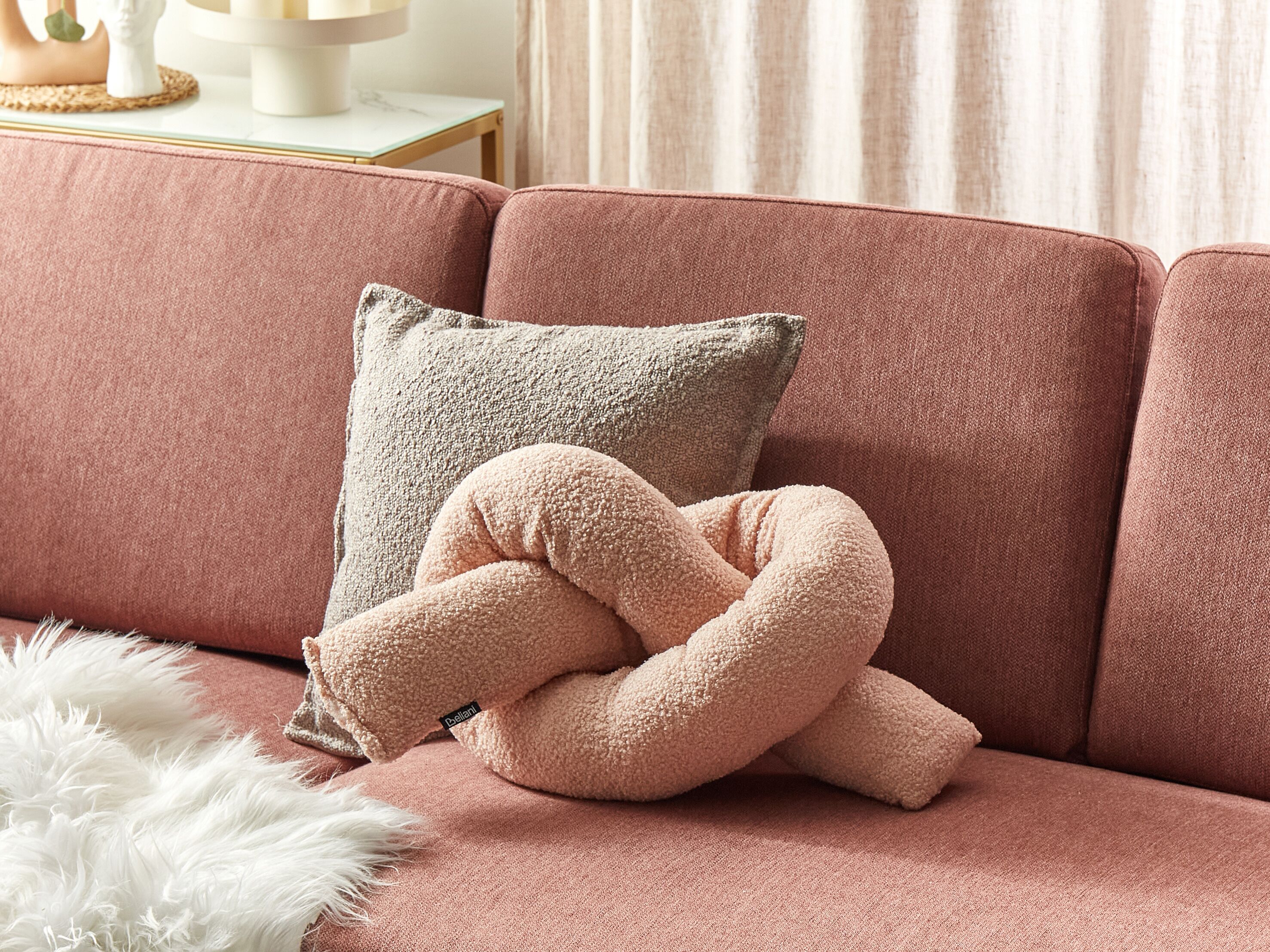 Throw Cushion GLADIOLUS Boucle 172 x 14 cm Pink Solid