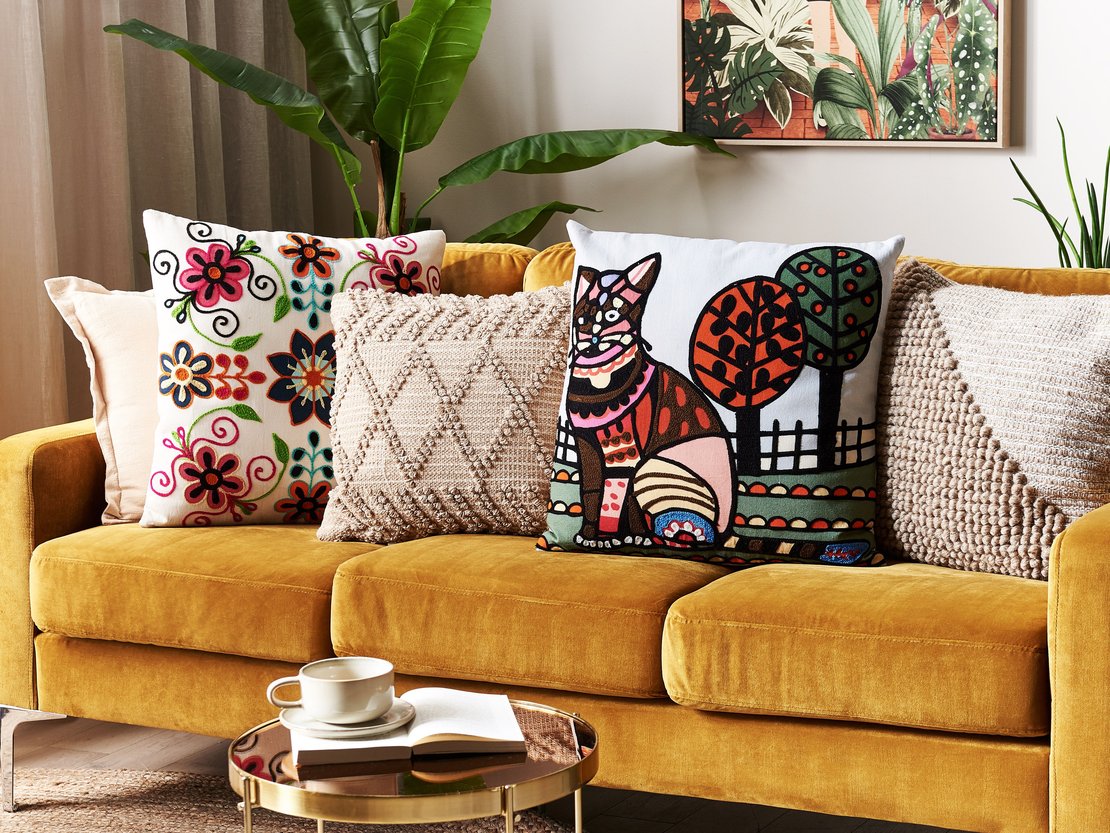 Throw Cushion MEHSANA Boucle 50 x 50 cm Multicolour Animal Pattern