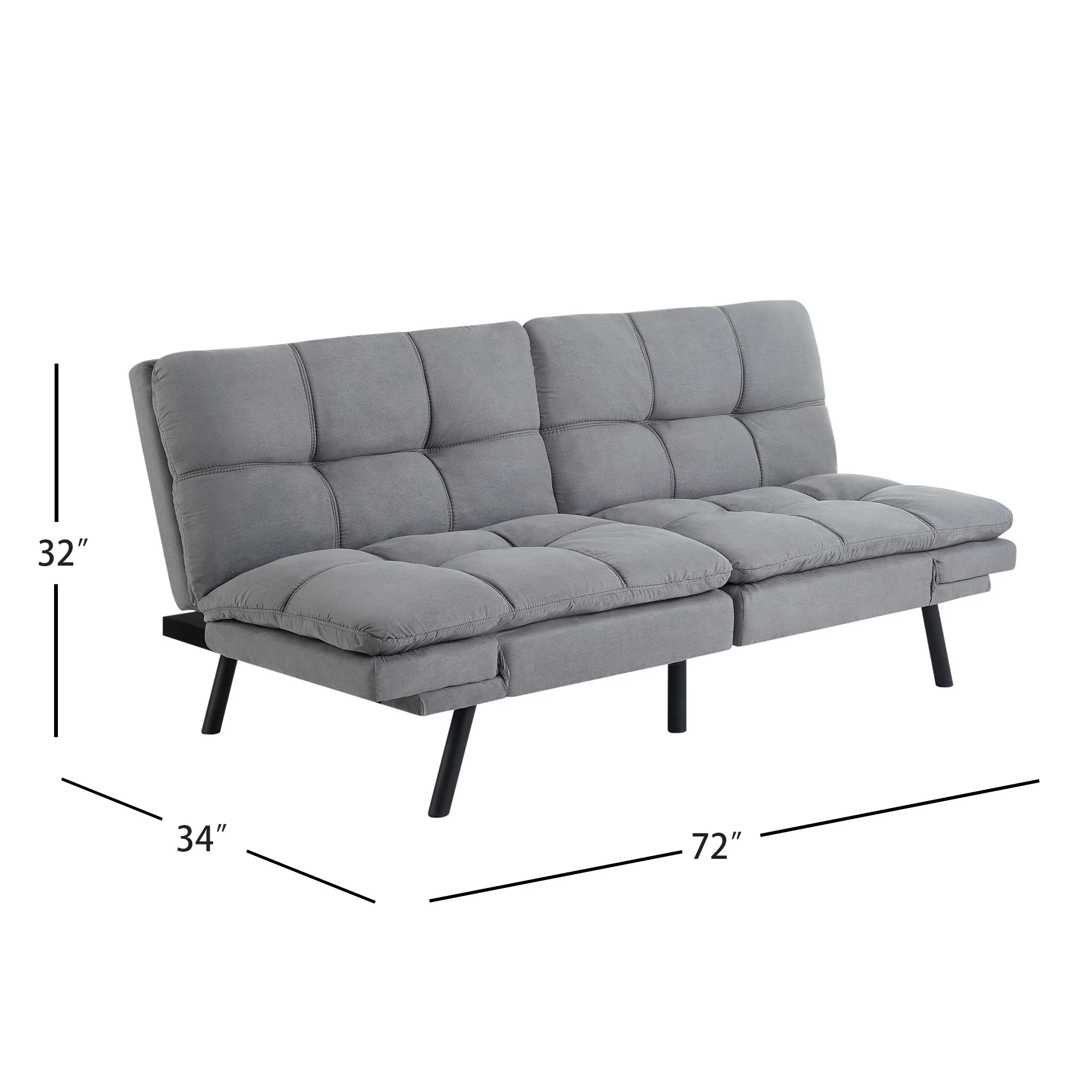 Mainstays Memory Foam Futon with 72",Black - Image 32