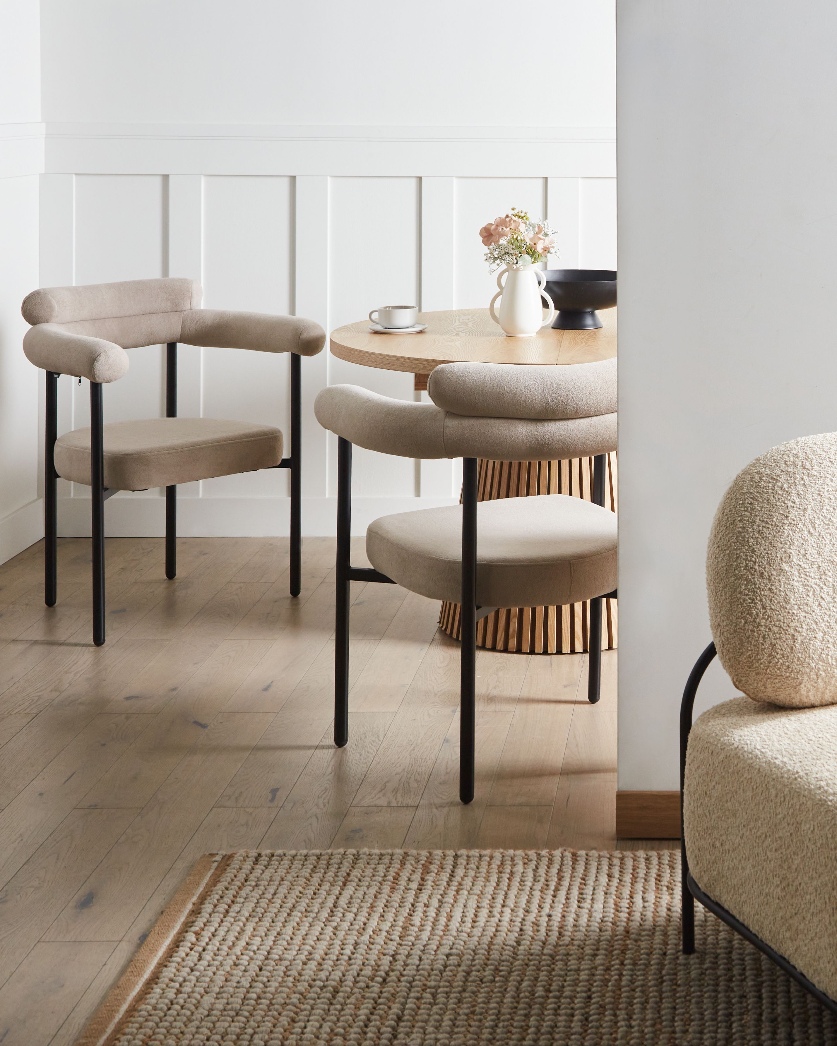 Set of 2 Dining Chairs LYNEY Fabric Beige