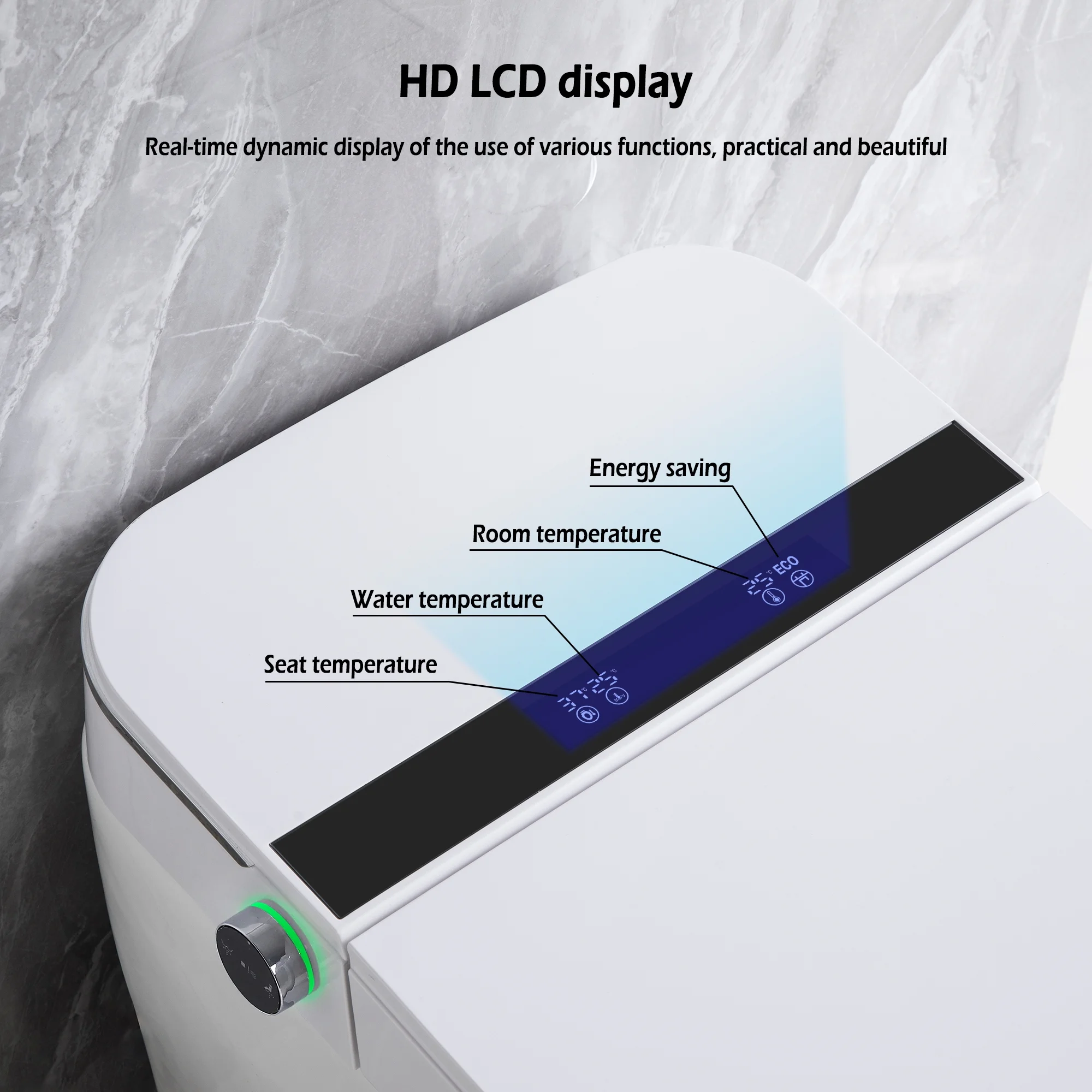 Teekyooly Smart Toilet,One Piece Bidet Toilet for Bathrooms,Modern Elongated Toilet with Warm Water, Foot Sensor Operation, Heated Bidet Seat,Electric Tankless Toilets with LED Display