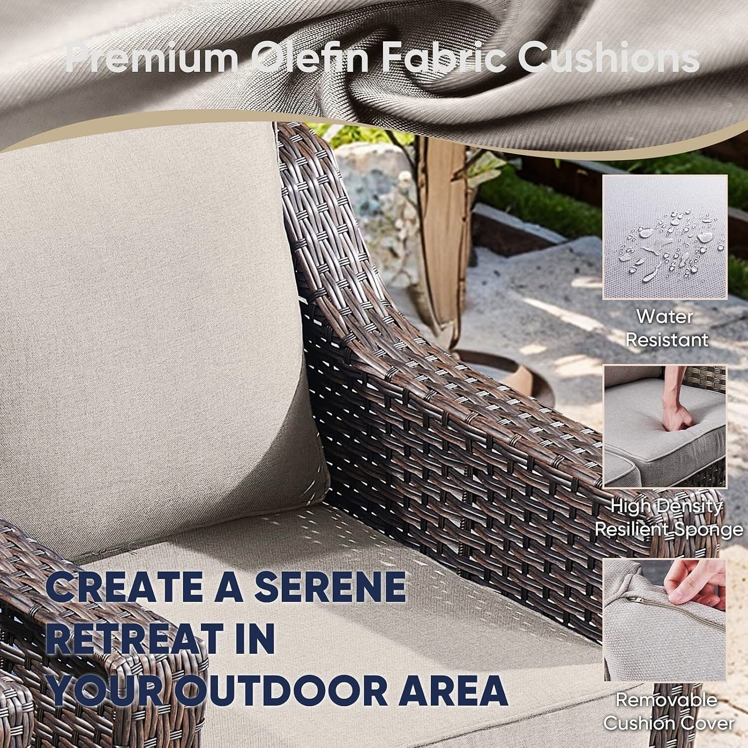 Bellefurn Outdoor Wicker Patio Chairs Set of 2 with Side Table,All-Weather Wicker Rattan Chairs Patio Furniture Chairs for Porch Balcony Backyard Yard Deck - Image 9