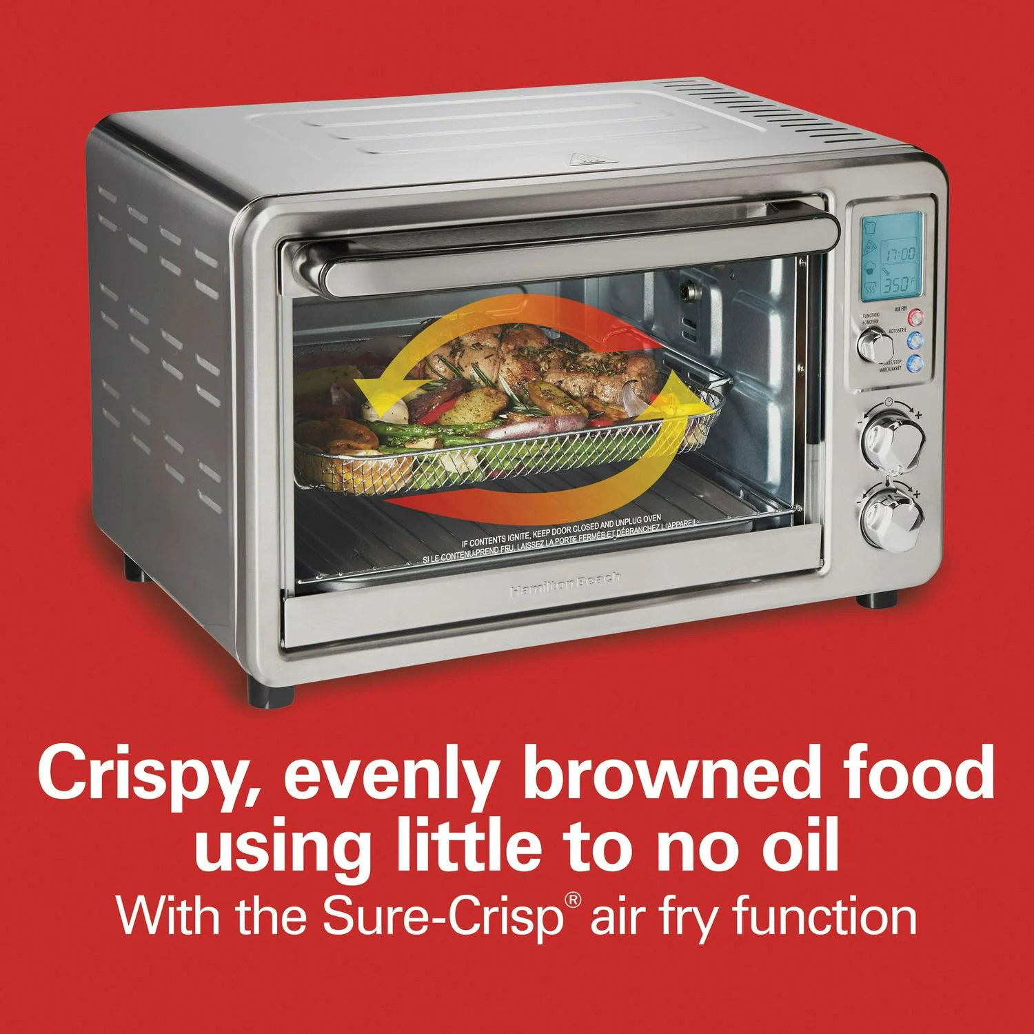 Hamilton Beach Sure-Crisp Digital Air Fryer Toaster Oven with Rotisserie - 9 x 12