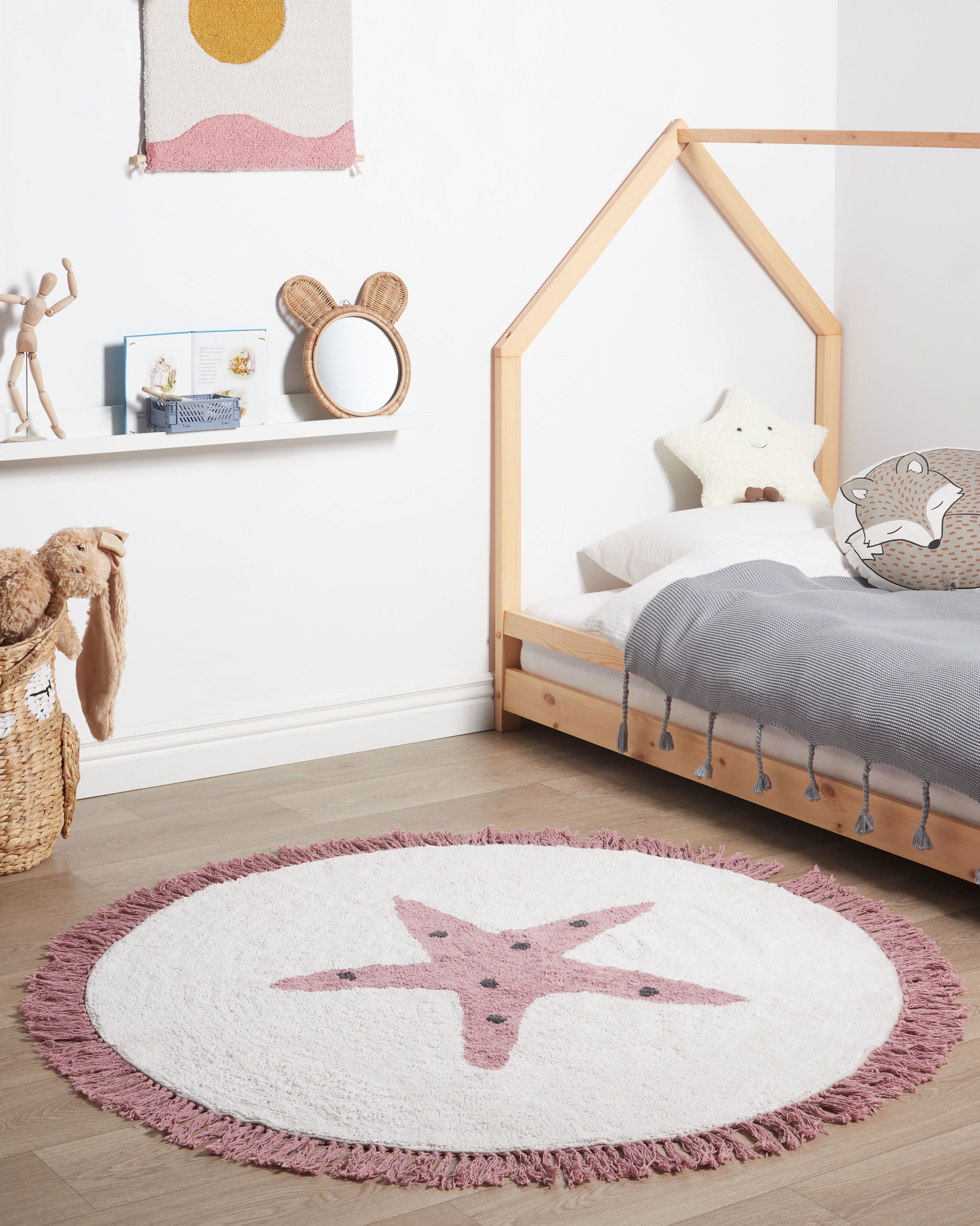 Kids Rug STARS Off-White ø 120 cm Cotton