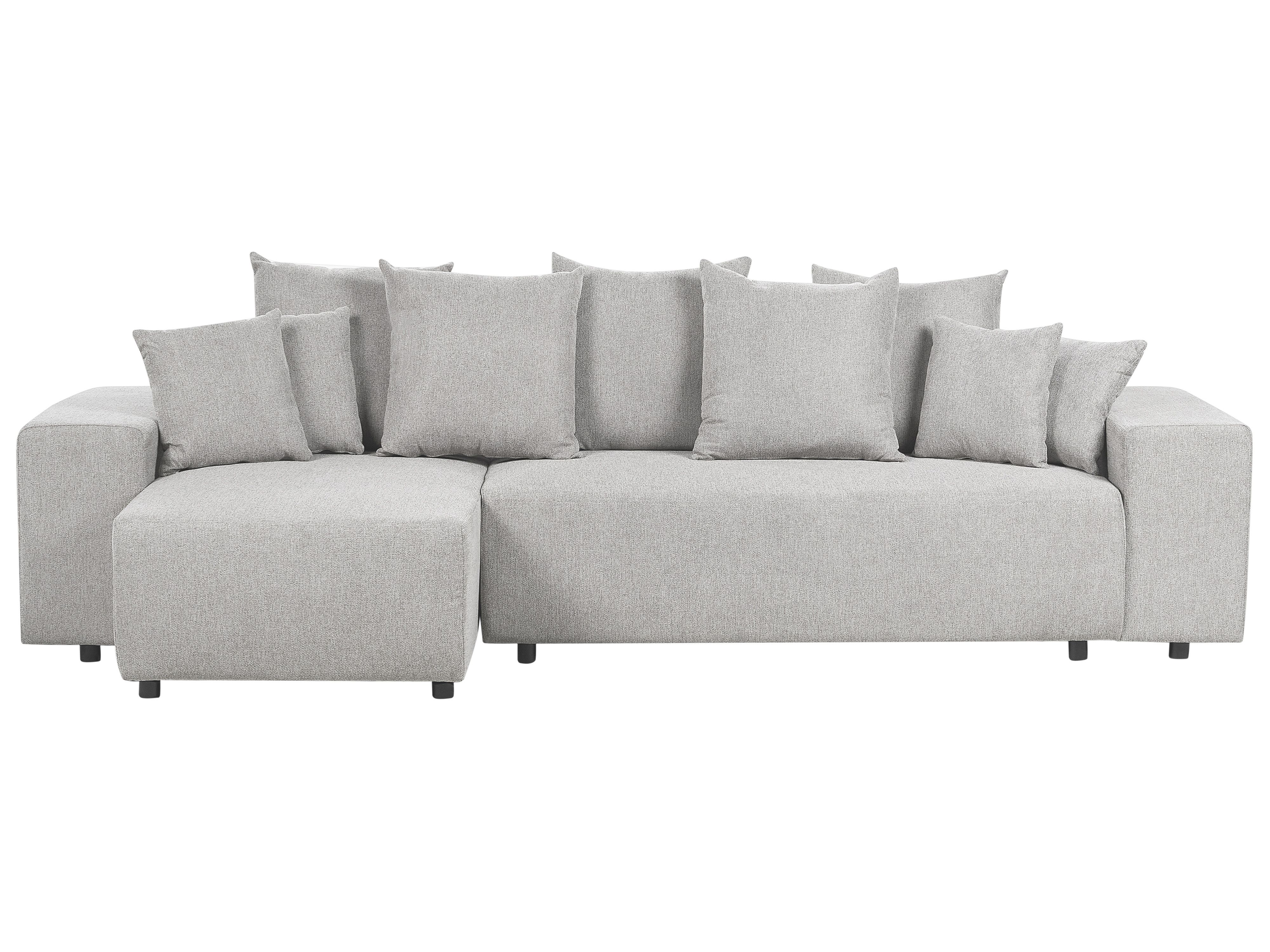 Corner Sofa Bed 3 Seater LUSPA Fabric Light Grey with Storage Right Hand