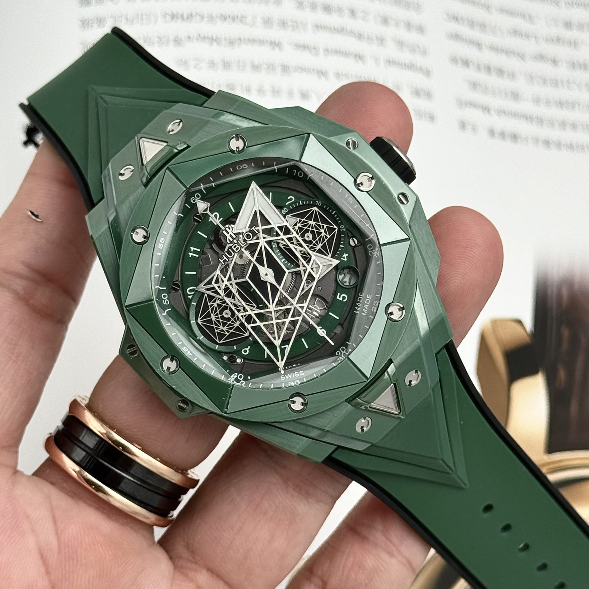 Hublot Best Replica Watch Big Bang Sang Bleu II Green Ceramic BBF 45mm - Top club