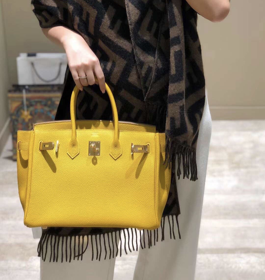 Hermes Birkin 30cm Jaun Ambre Gold Hardware