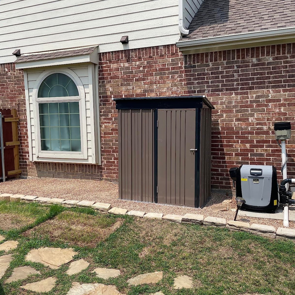 5'x3' Outdoor Storage Shed, Lofka Metal Storage Tool Shed with Single Lockable Door, for Bike| Garden Tools| Patio, Grey - Image 17