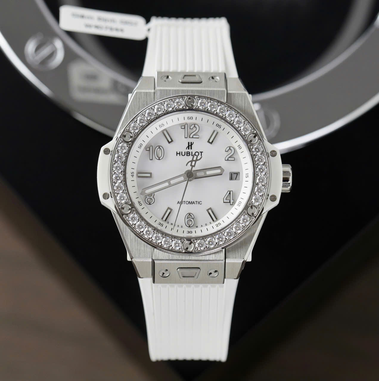Hublot Big Bang One Click Titanium Customs Moissanite Diamonds Bezel Replica Watch 39mm - Elite Watch Atelier