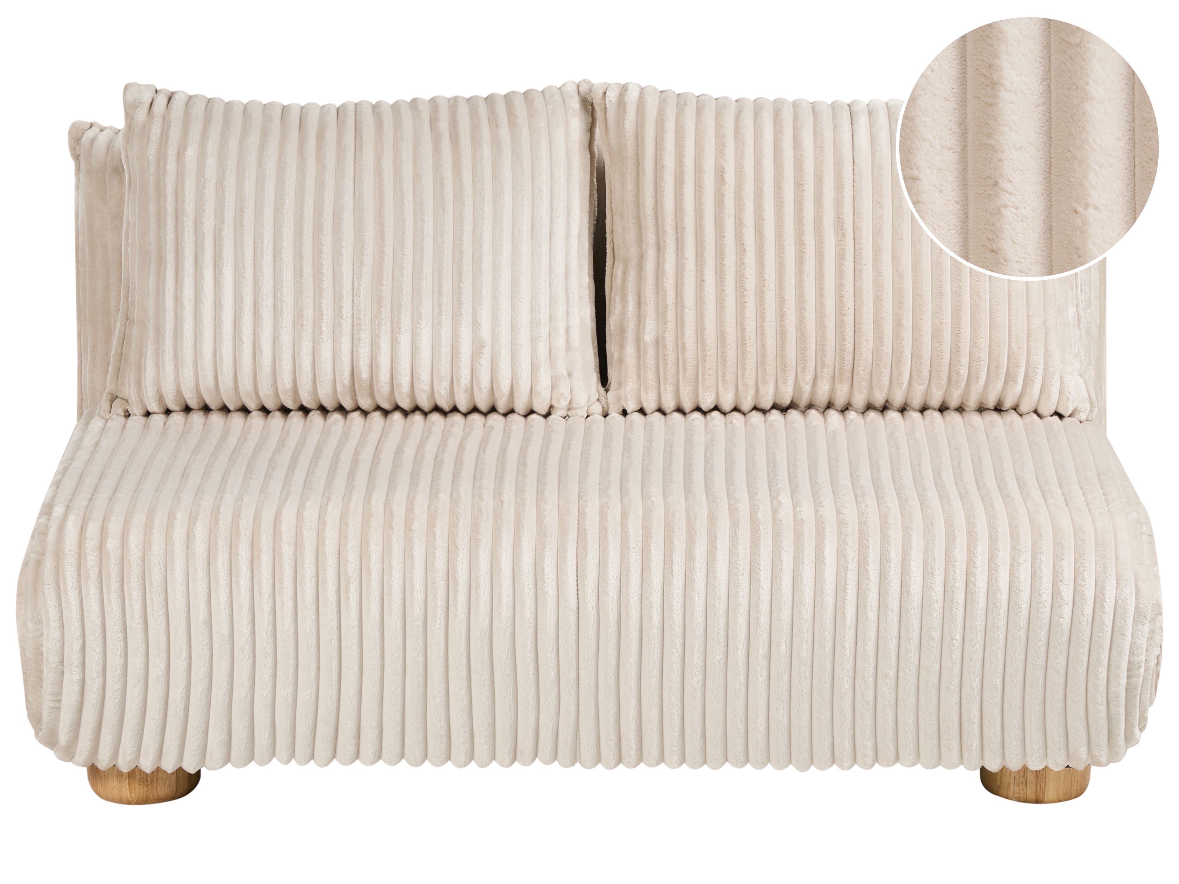 Sofa Bed 2 Seater ABISKO Corduroy Off-White