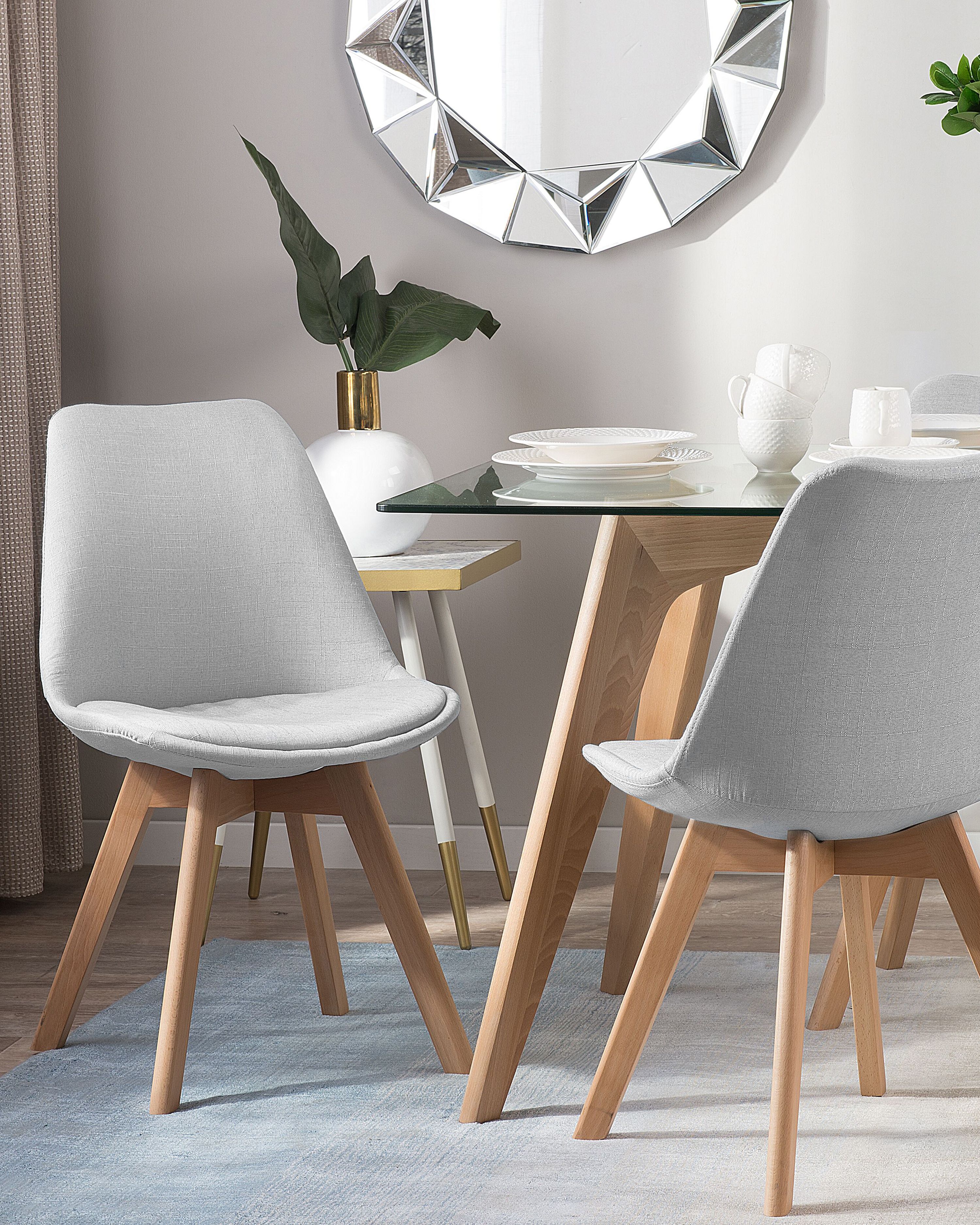 Set of 2 Dining Chairs DAKOTA II Fabric Light Grey