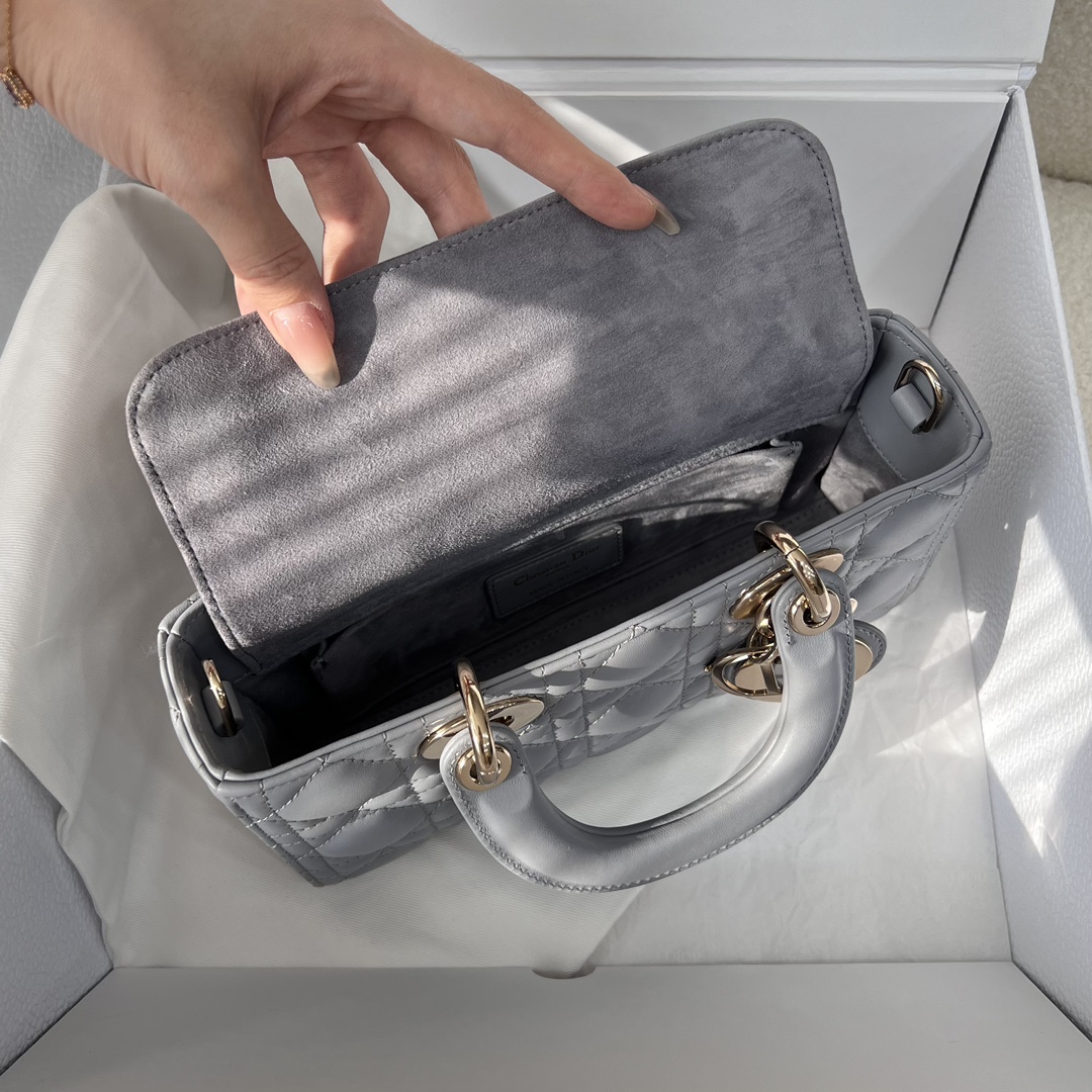 Dior Medium Lady D-Joy Bag Grey For Women 8,7in/22cm1:1High-quality replica