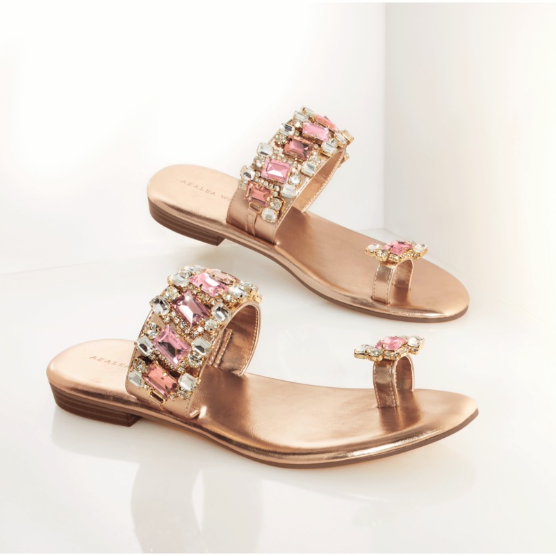 Azalea Wang Belva Rhinestone Toe-Loop Sandal - MIDNIGHT VELVET CATALOG