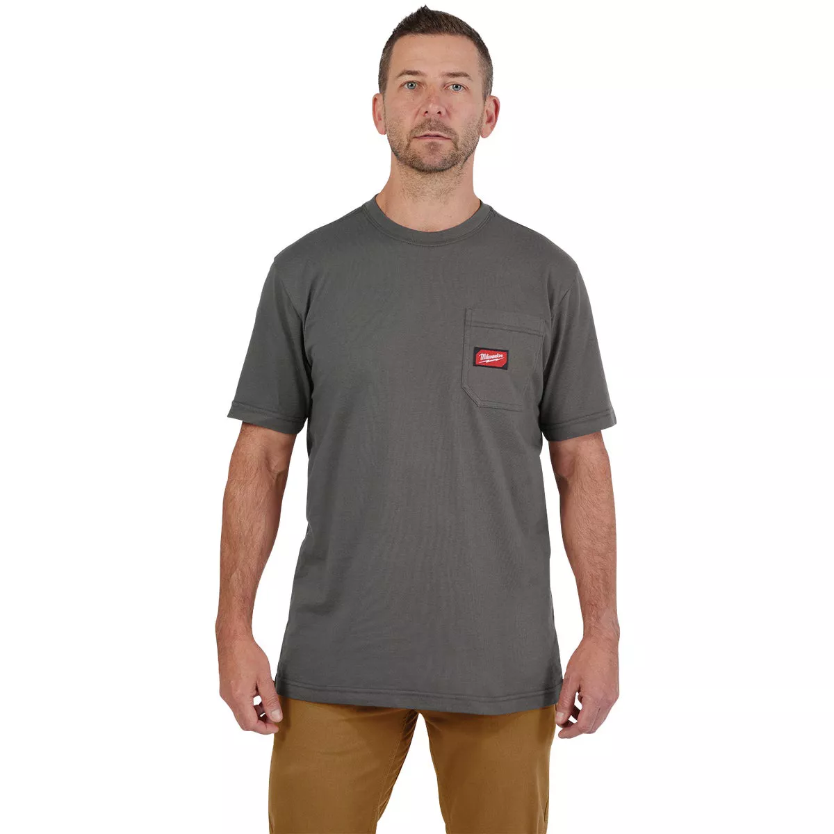 Milwaukee GridIron 2XL Gray Short Sleeve Heavy-Duty Pocket T-Shirt