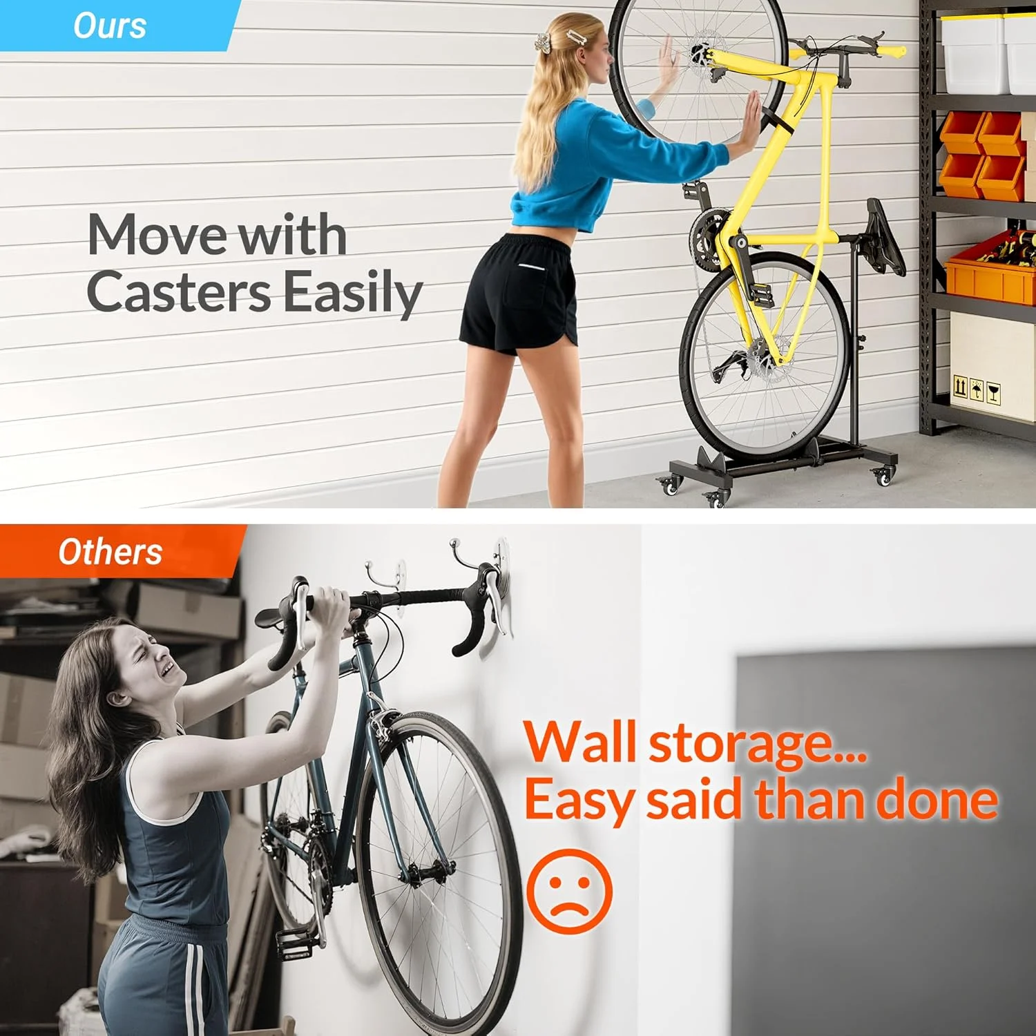 Vertical Bike Stands (2 Pack)��Standing Bike Rack for Garage Floor��Upright Bicycle Floor Stand Indoor Bike Holder with Adjustable Height for Garage & Apartment - for Wheels Sizes up to 29�� - Image 14