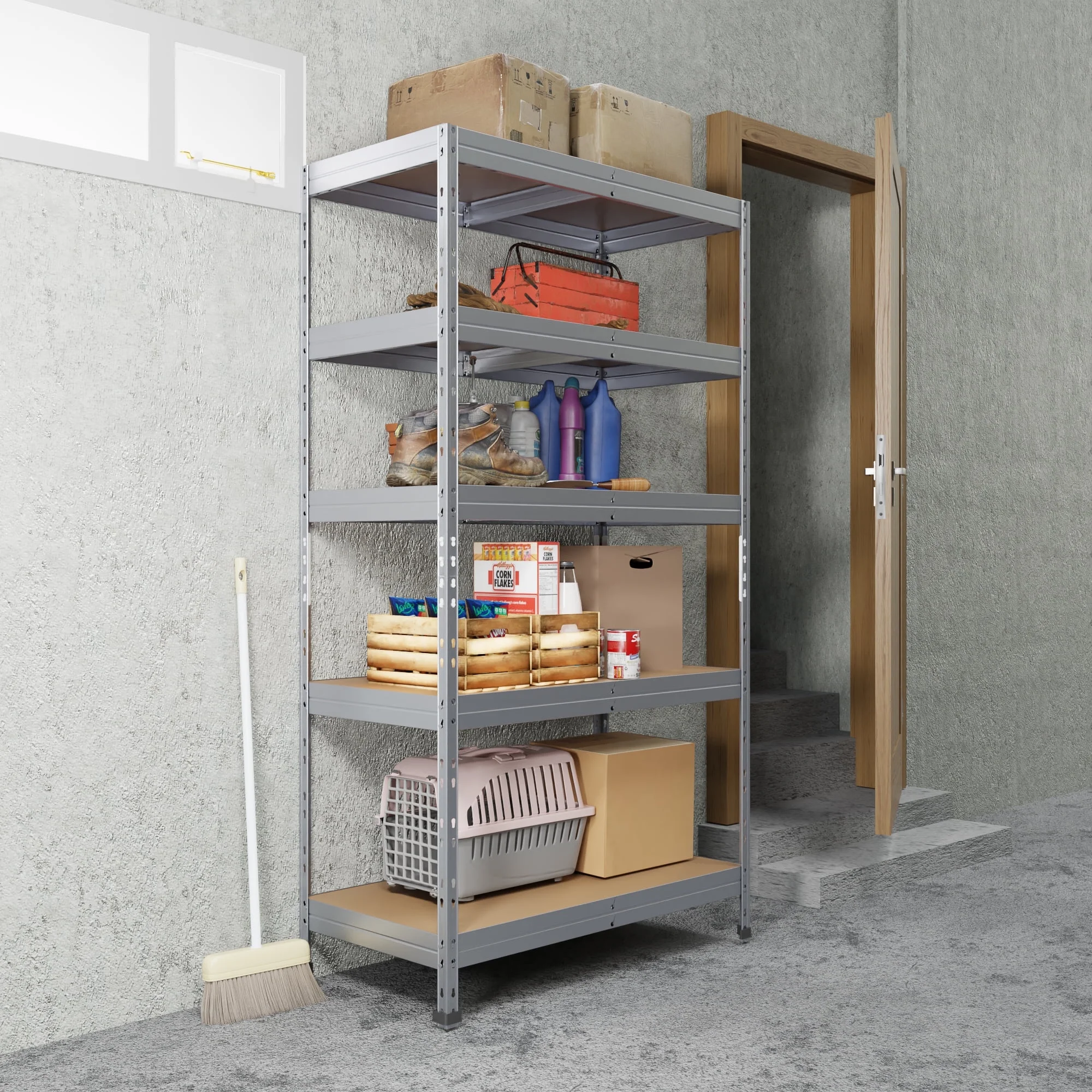 Ar Shelving 5- Tier Galvanized Steel Heavy Duty Garage Storage Shelving Unit with HDF Rack (39.2 in. W x 71 in. H x 20 in. D)