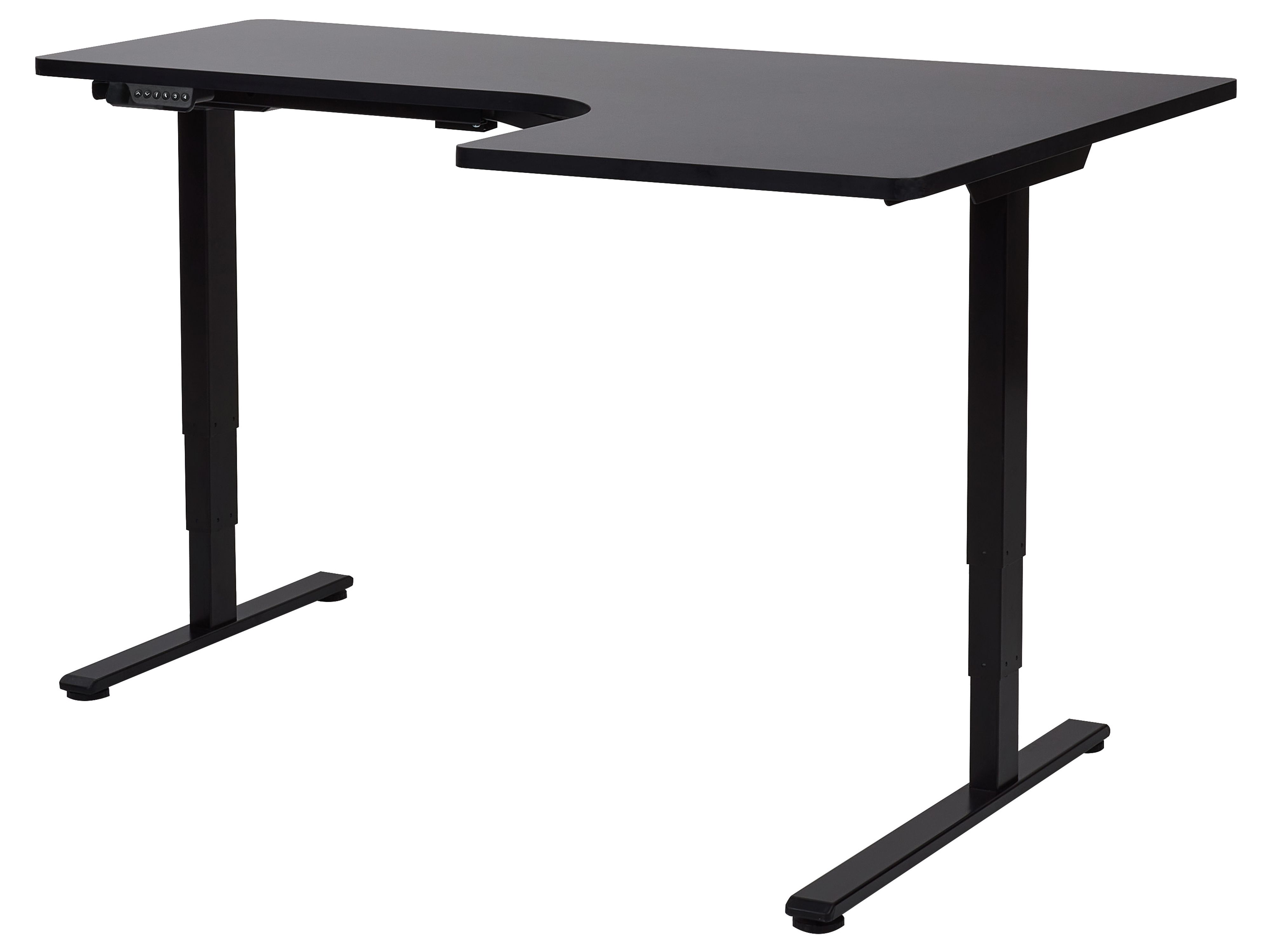 Electric Adjustable Corner Desk DESTINES Black 160 cm 109 cm Right Hand