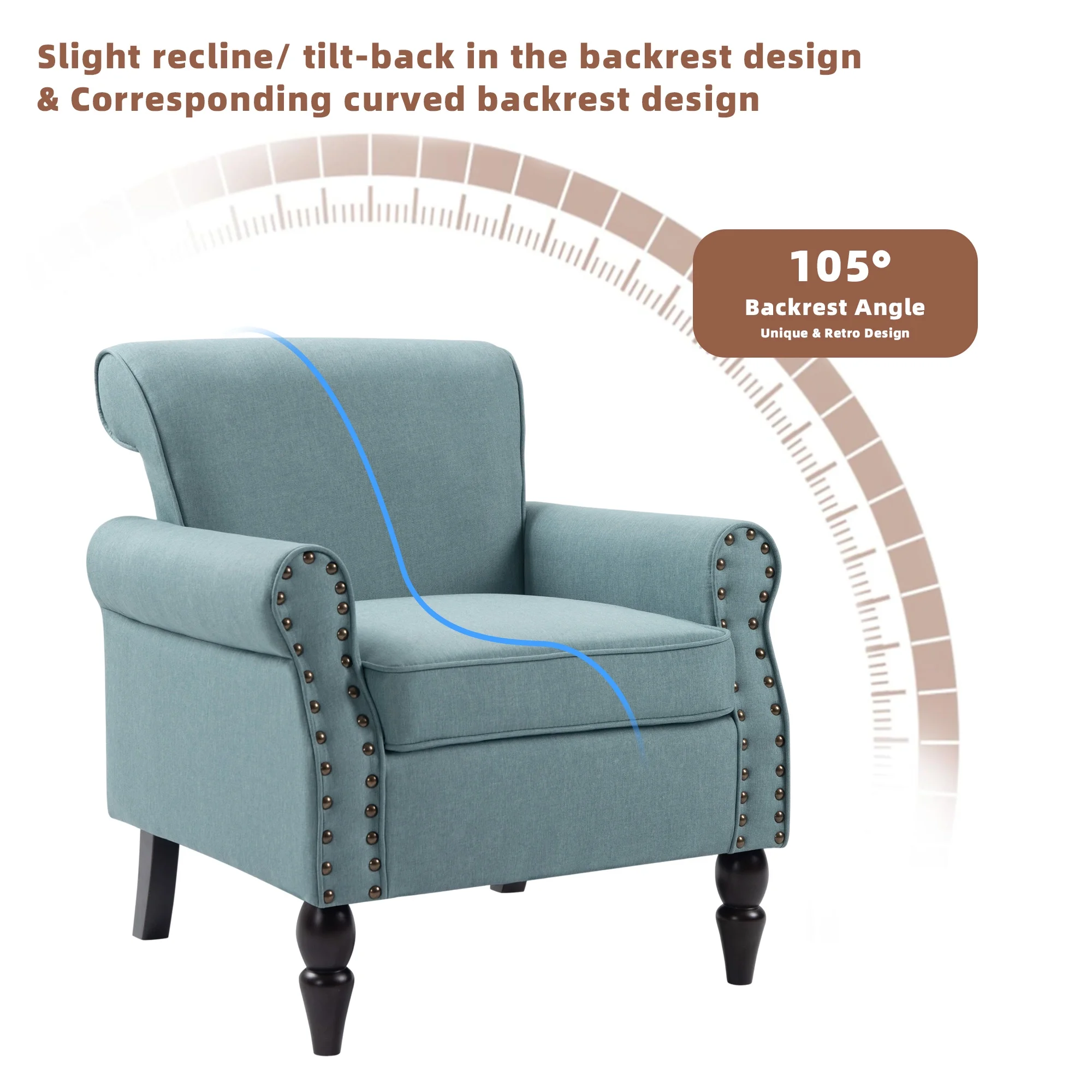 DREAMSIDEA Accent Chairs Upholstered Pattern Morden Armchair Comfy Linen Fabric Single Sofa for Living Room, Pattern White - Image 23
