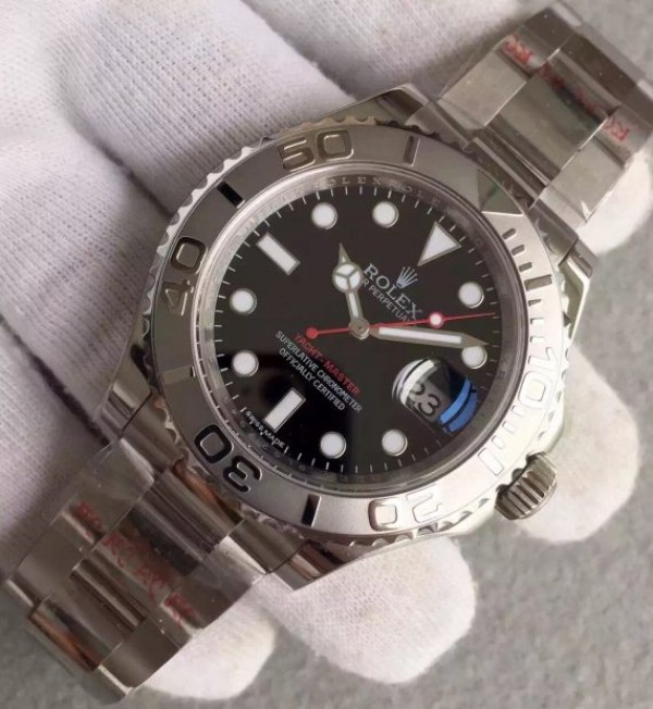 Replica Rolex Yacht-Master 116622 Noob Black Dial SS Bracelet A2824 - Elite Watch Atelier
