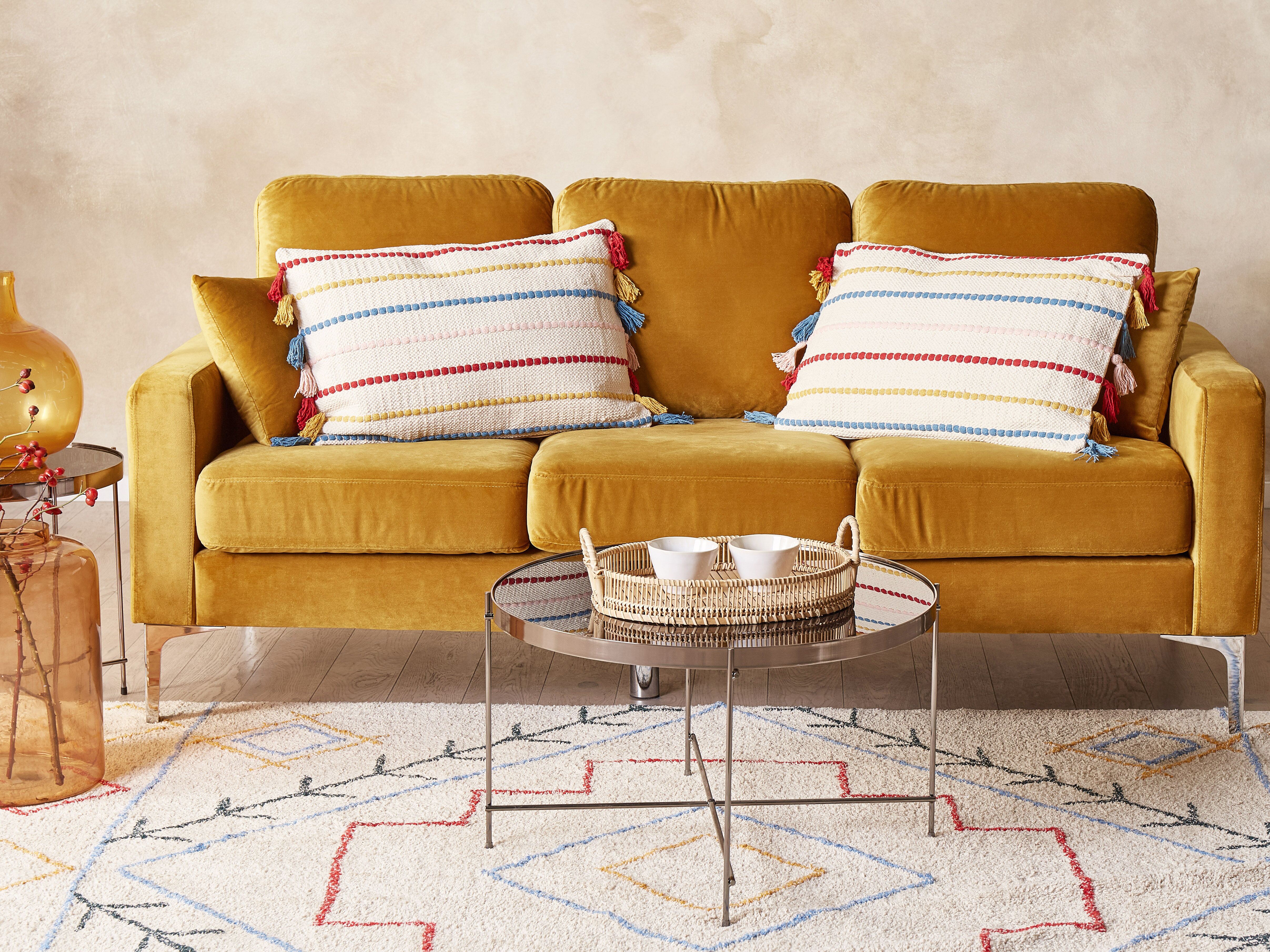 Set of 2 Decorative Cushions AGAVE Cotton 40 x 60 cm Light Beige Striped