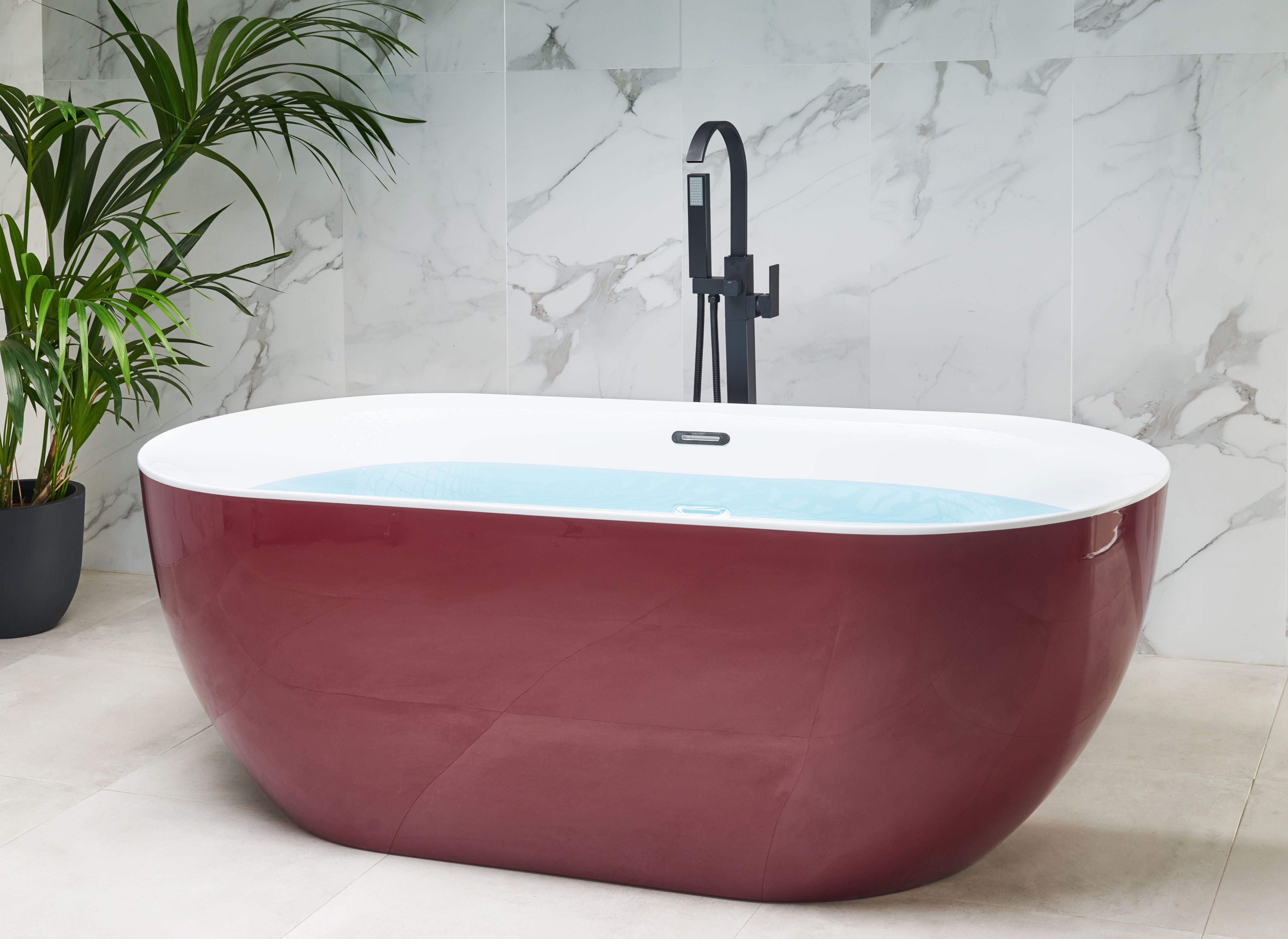 Freestanding Bathtub CARRERA 1700 x 800 mm Burgundy